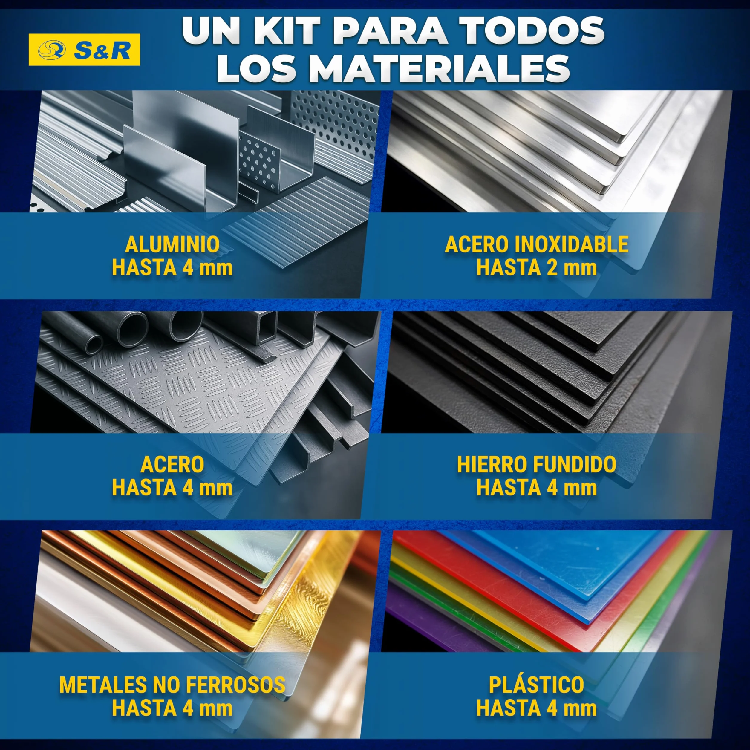 S&R Brocas Sierra Coronas Perforadora Metal. - Juego de 5 Fresas a Taza: 16 + 18,5 + 20 + 25 + 30 mm HSS Cobalto 5% - HRC 64-66