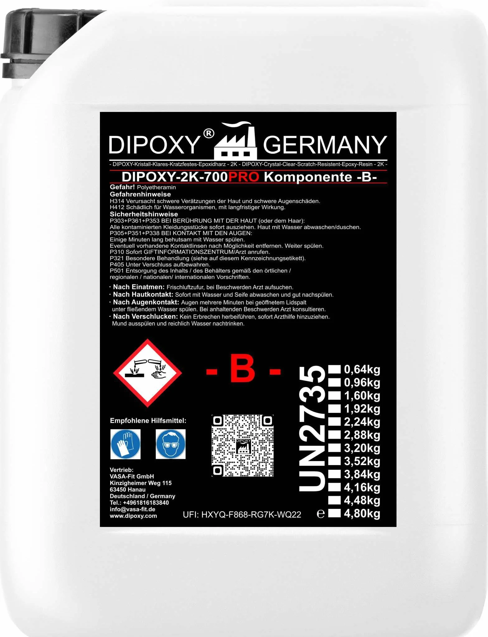 10,56kg DIPOXY-2C-700PRO - Resina epoxi de 10 cm transparente con gel epoxi de resina moldeada con cristal PRV para mesa suelo de madera, fibra de azulejos.…