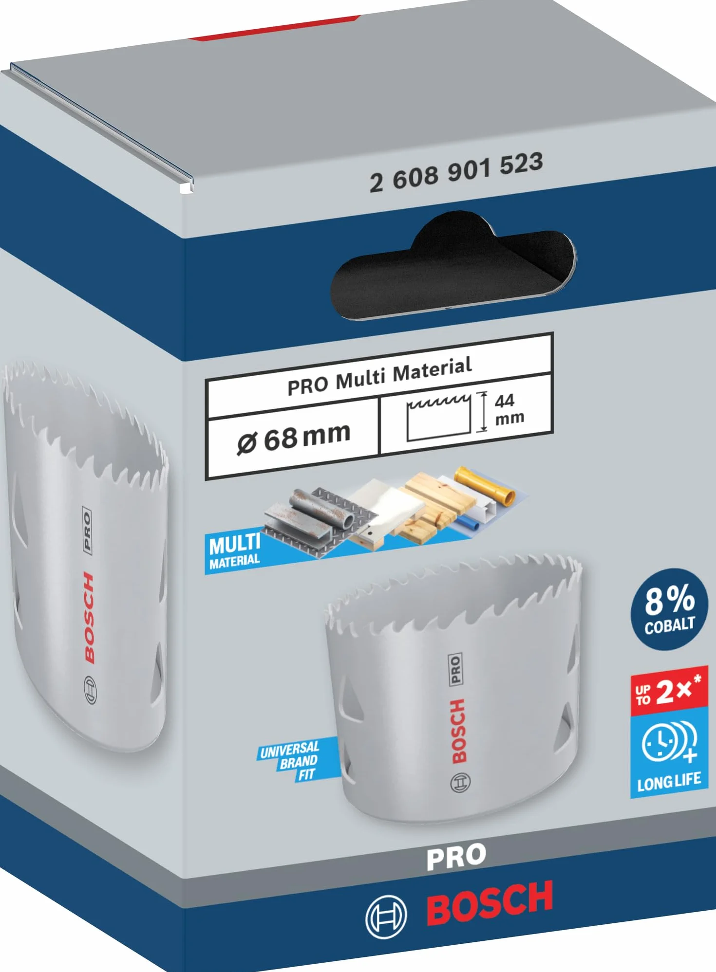 Bosch 1x Sierra de corona PRO Multi Material (para Madera blanda, Cartón-yeso, Ø 68 mm, Professional Accesorios Taladro)