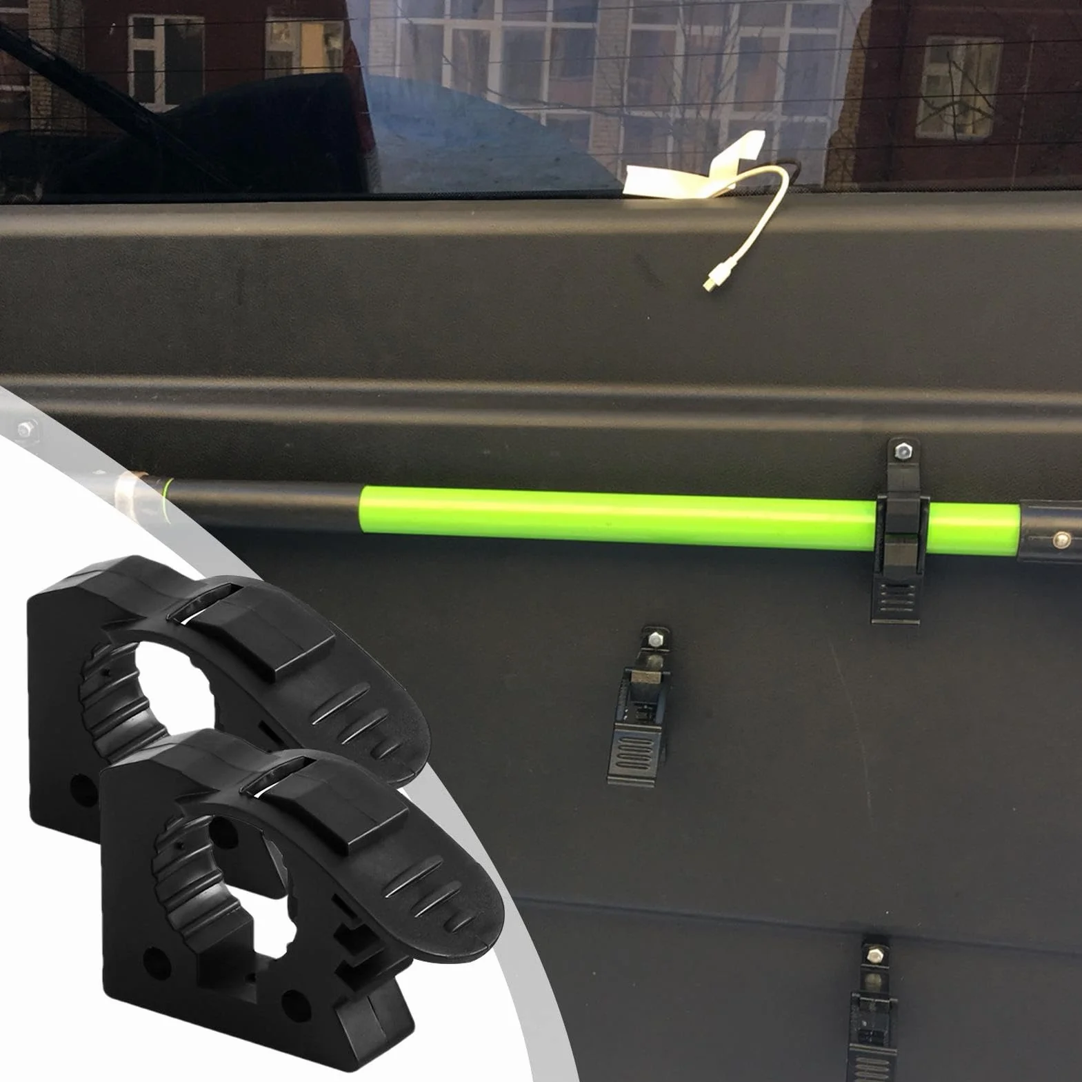 Soporte de pala para portaequipajes, portahachas - 2 soportes de montaje de abrazadera de goma de liberación rápida | Soporte de abrazadera ATV UTV para mangos de herramientas de 1,2 a 1,6 pulgadas de