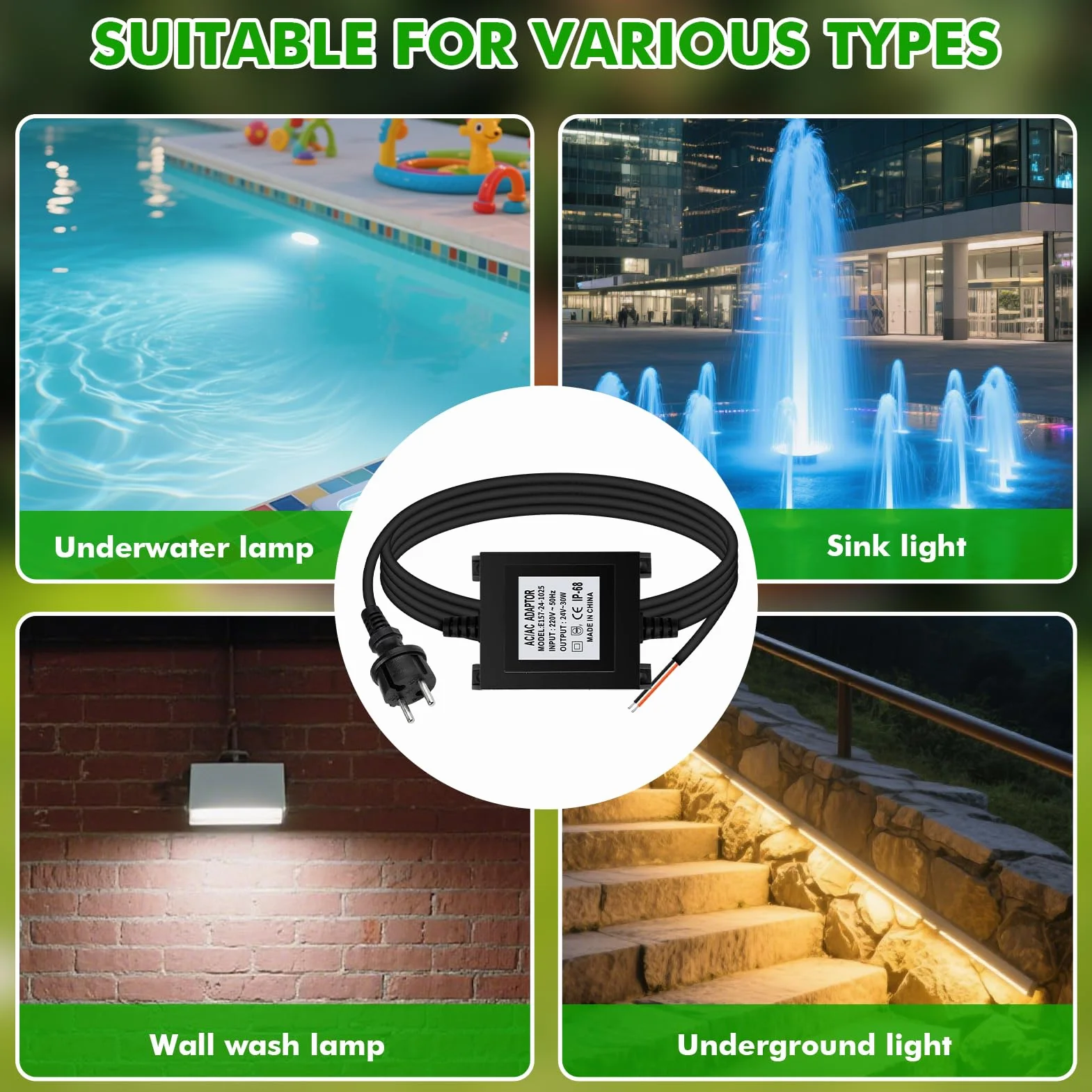 BuyWeek Transformador 220v a 24v Transformador de Potencia LED CA 24 V/30 W protección contra sobrecargas, sobrecalentamiento y cortocircuitos, apto para iluminación LED y bombas de estanque