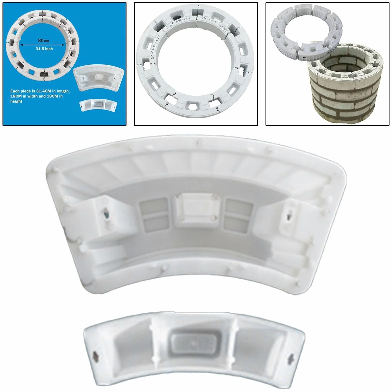 Modelo de Pared Circular para Pozo con Molde de Hormigón Y Diseño Eficiente para Construcción de Sistemas de Alcantarillado Y Áreas Exterior, Diámetro interior 80cm