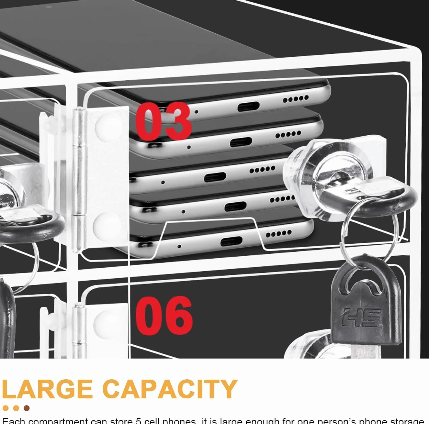 MXBAOHENG 9 Slot Caja de almacenamiento de acrílico para teléfono móvil montado en la pared con cerradura