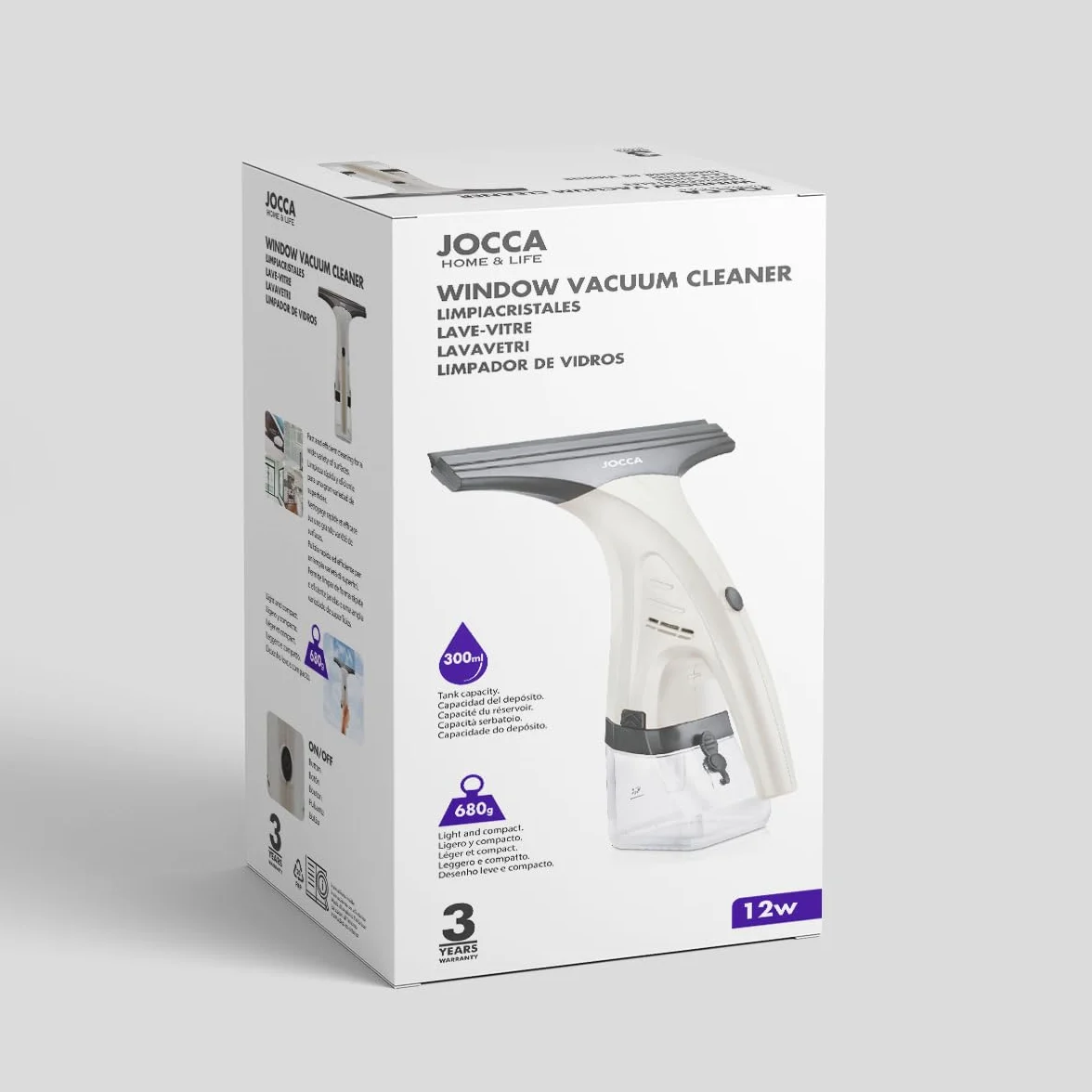Jocca - Limpiacristales Aspirador de Ventanas| Limpiador de Cristales| Autonomia 20min| Deposito 300ml| Limpia Cristales, Azulejos, Duchas| Aspiradoras Cristales