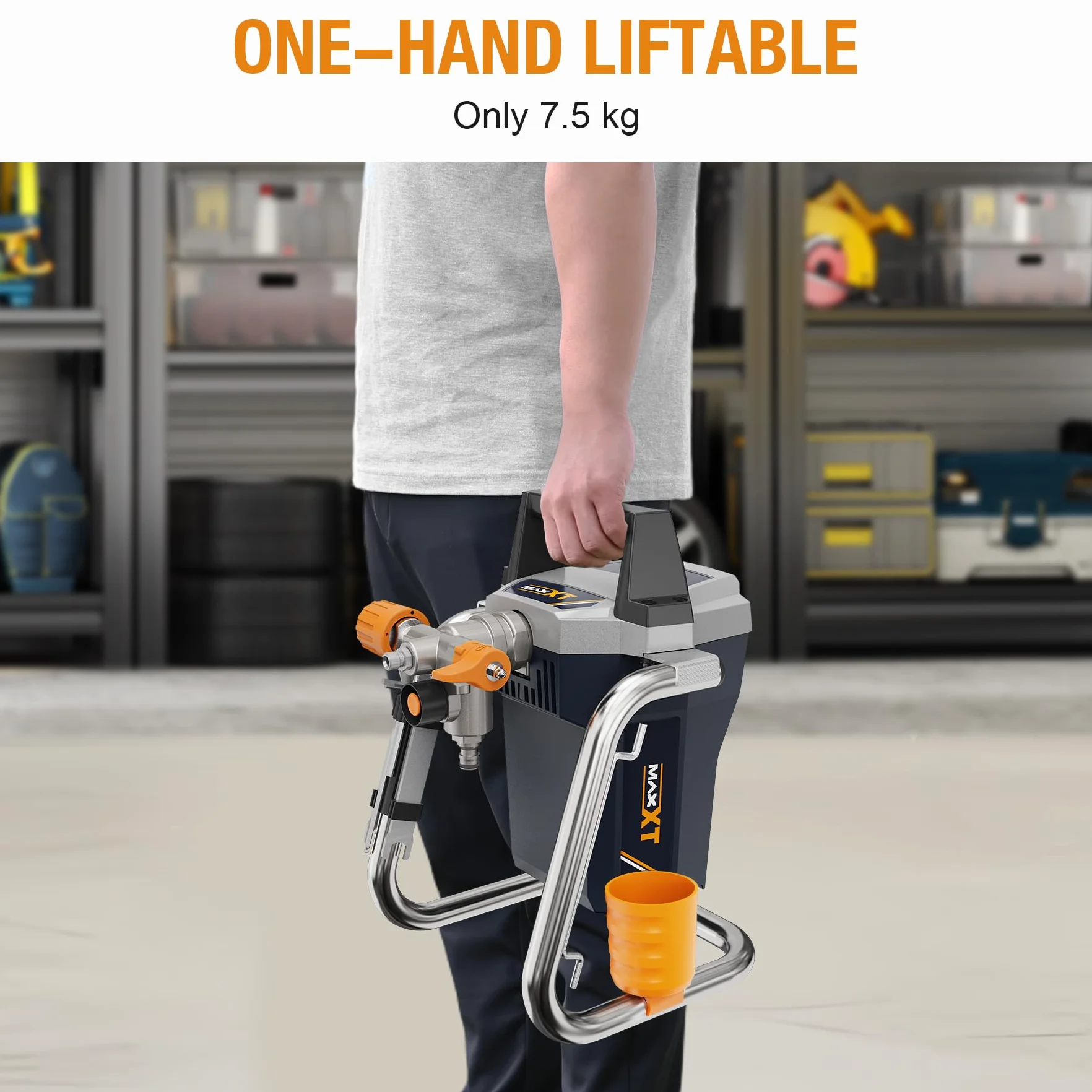 MAXXT Pistola Eléctrica de Pintura Airless, 1300W, Pulverizador para Vallas, Muebles, Paredes y Puertas