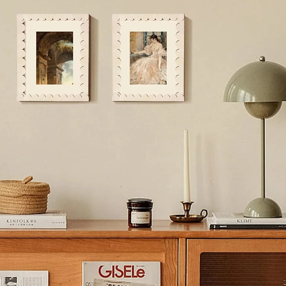 Listones de madera decorativos sin barnizar 40x4 cm con borde festoneado para DIY