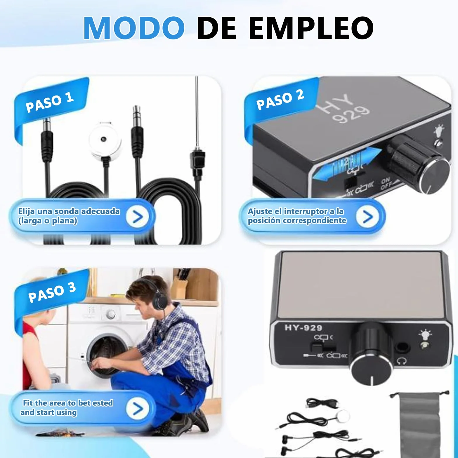 Detector de Fugas de Agua Amplificador de Sonido 2000x para Tuberías