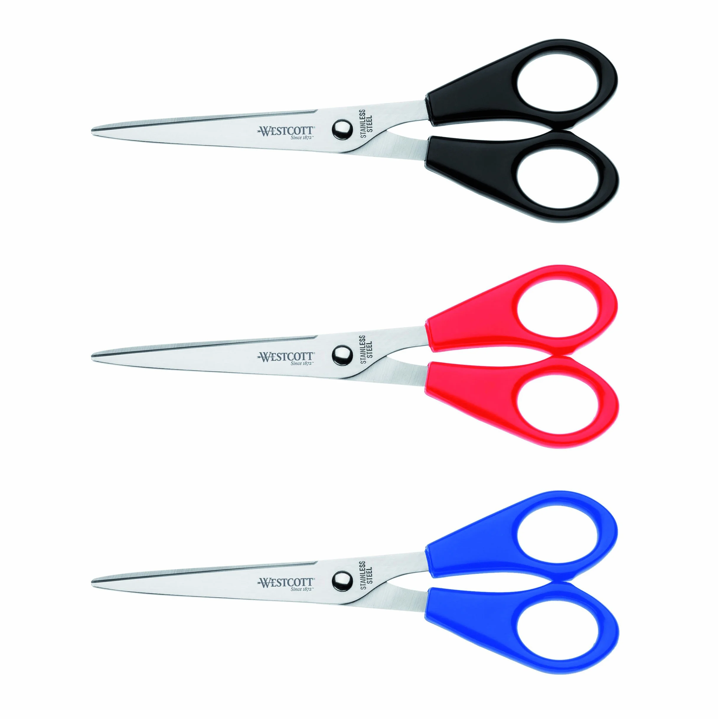 Westcott E-31032 00 - Juego de tijeras de oficina, 3 unidades, color azul/rojo/negro
