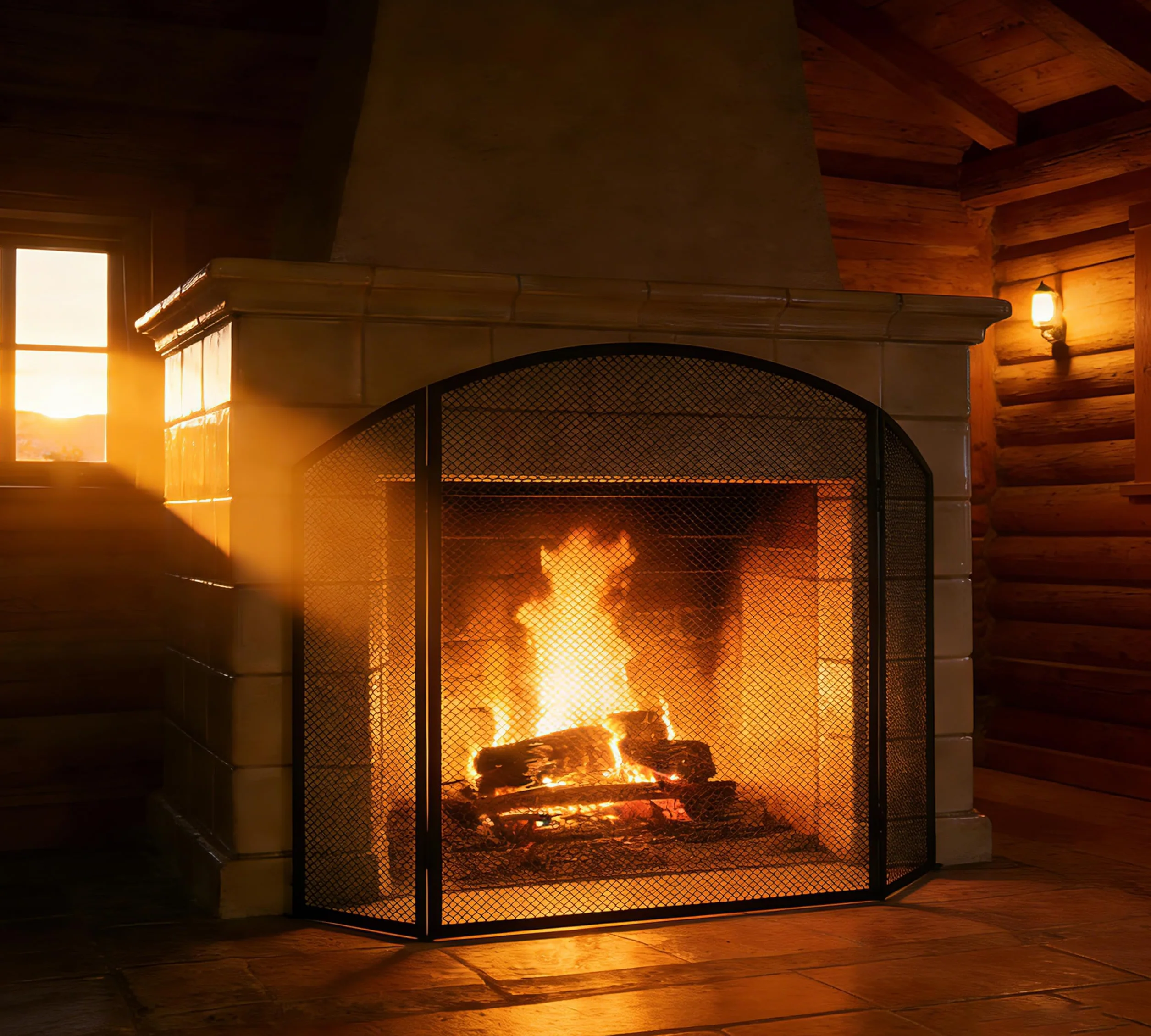 Kingson Rejilla de Protección para Chimenea Negra 96.5x61cm, Protección contra el Fuego para Estufas de Leña y Quemadores de Troncos, Protección contra el Fuego para Bebés, Protección contra el Fuego