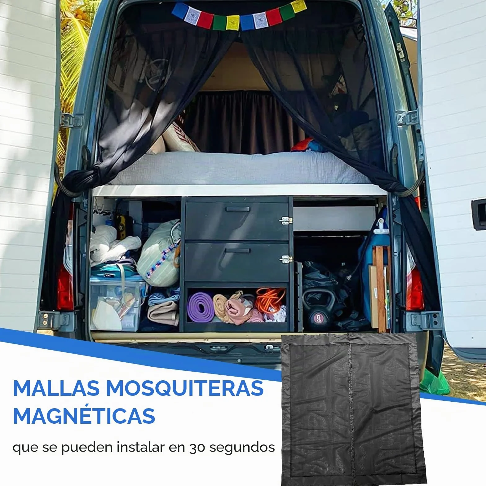 JOJOCY Mosquitera magnética para furgonetas (techo medio/alto)Mercedes Sprinter, Renault Master, VW Crafter, techo súper altoFord Transit, autocaravana (trasera 210 x 150 cm
