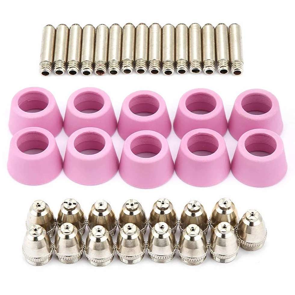 Boquillas de electrodo, AG60 SG55 Cortador de plasma Antorcha de corte Consumibles Boquillas de electrodo Kit de tazas (40 piezas/juego)