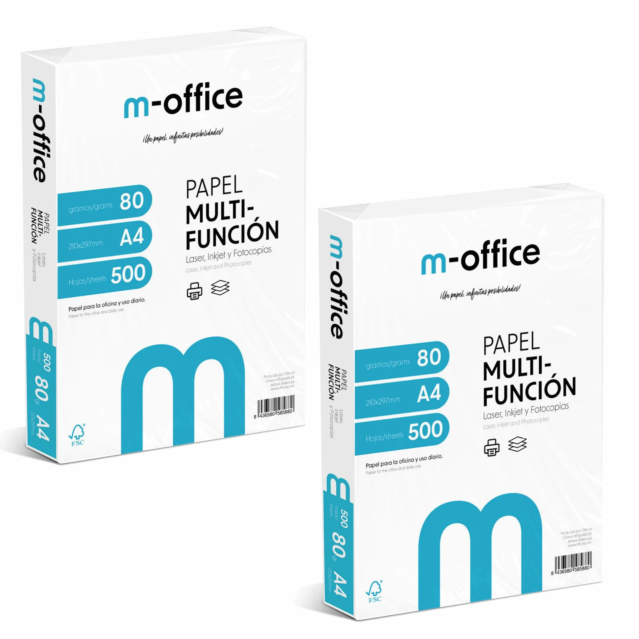 Papel A4 80gr Multifunción 2 Paquetes 500 Hojas 210x297mm Oficina Hogar