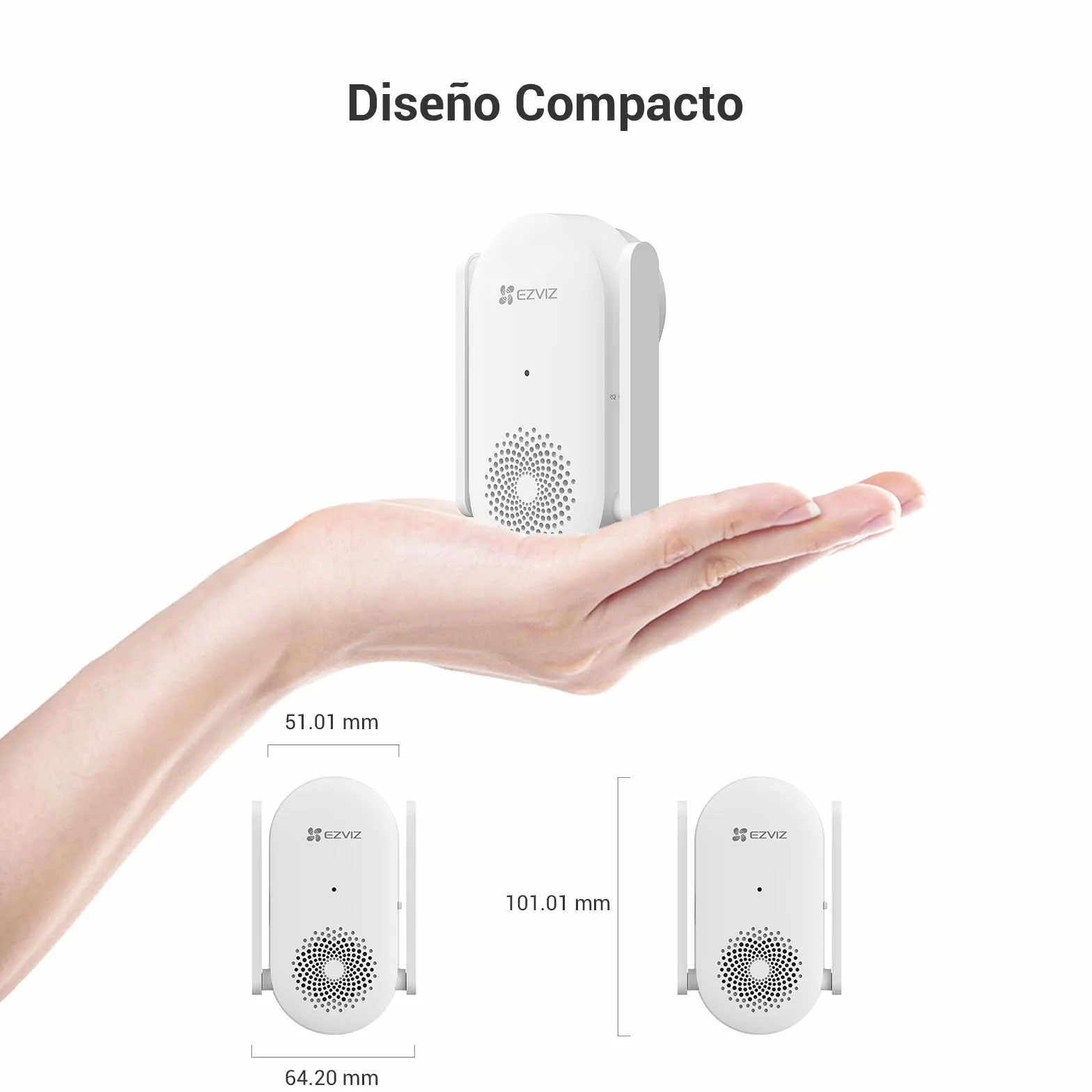 EZVIZ CH1 Chime WiFi Inteligente Timbre de Puerta, Timbre Interior Extra Compatible con Timbre con Vídeo EP3x Pro, Sirena Incorporada, Volumen Ajustable hasta 72dB, Antena Dual, Instalación Enchufable