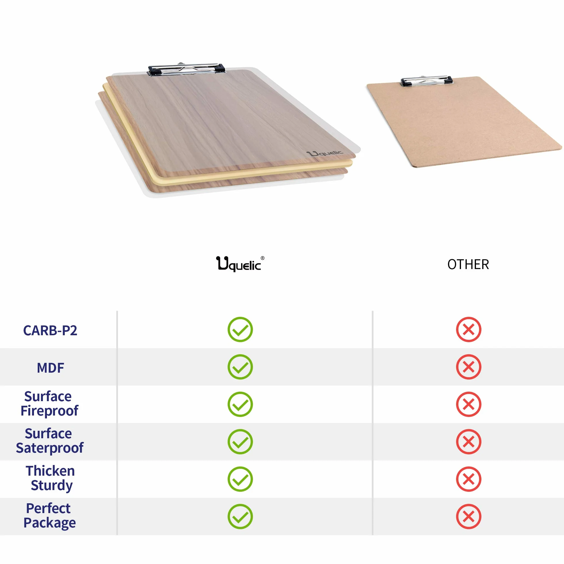 Portapapeles A5 con Pinza Madera Impermeable Tablero con Pinza Marrón