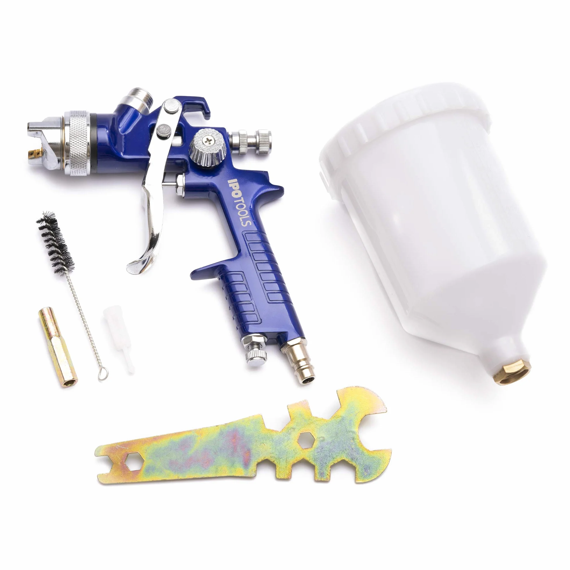 IPOTOOLS Pistola Pulverizadora Pintura HVLP H-827P Pistola Pintura Compresor - Sistema de Pistola de Pintar Profesional con Vaso de Plástico de 600 ml y Boquilla de Acero Inoxidable de 1,3 mm