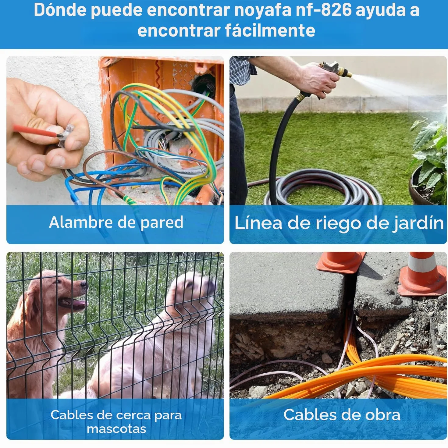 NOYAFA NF-826 Detector de Cables Subterráneos - Localizador de Cables y Líneas Eléctricas en Pared y Tierra, Buscador de Cables Ocultos para Electricidad y Cableado