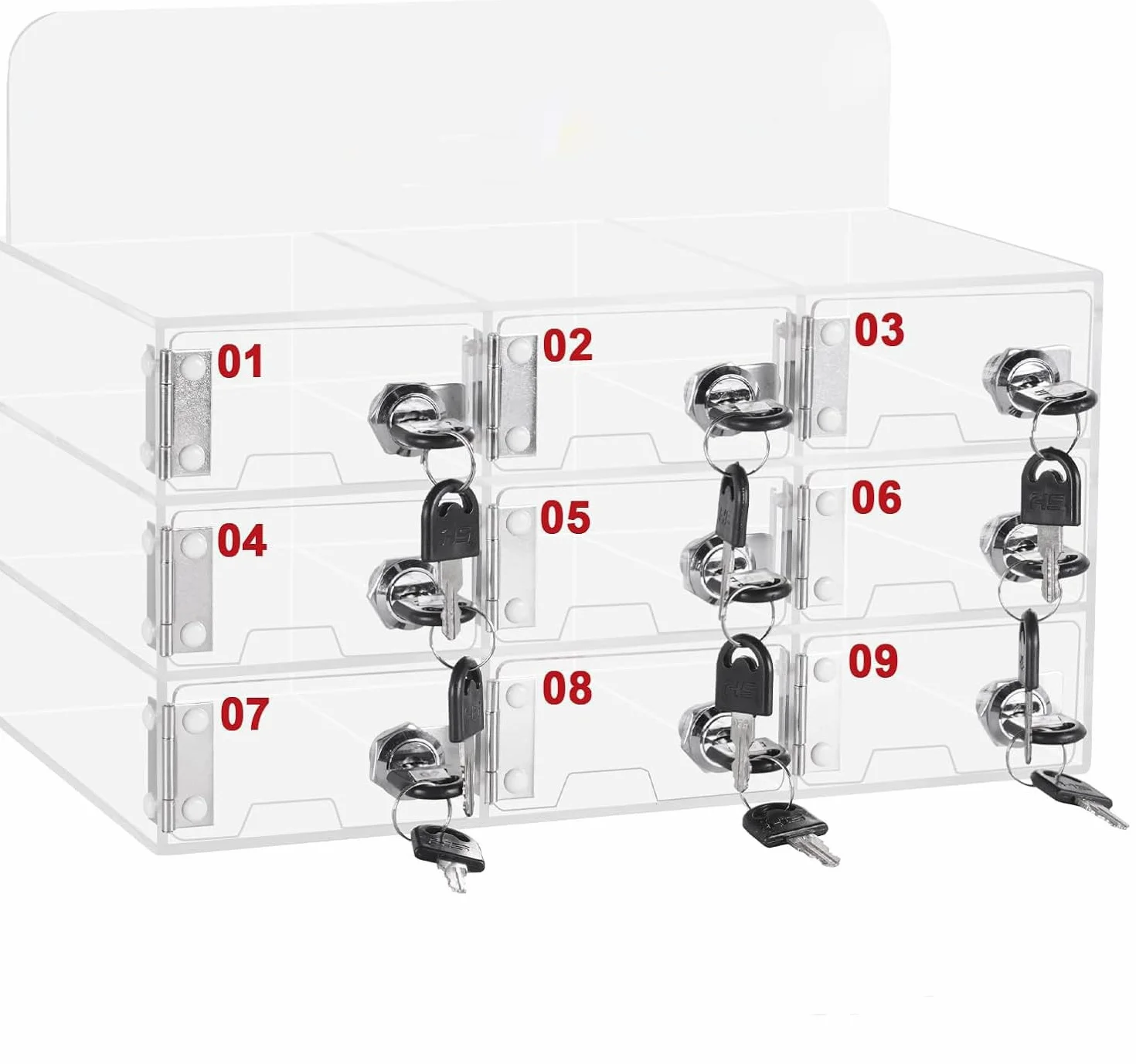 MXBAOHENG 9 Slot Caja de almacenamiento de acrílico para teléfono móvil montado en la pared con cerradura