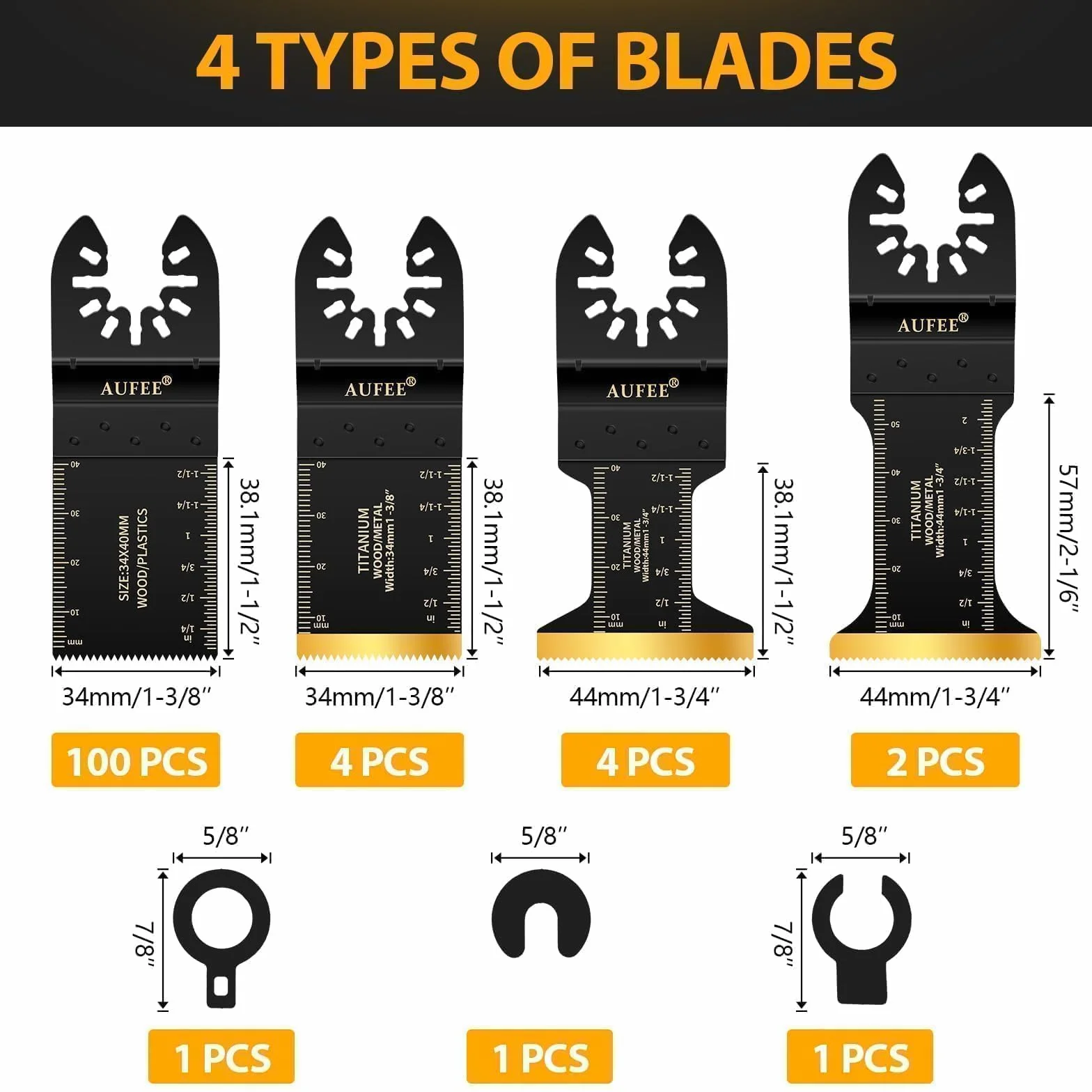 110 cuchillas oscilantes multiherramienta, hoja oscilante de titanio para madera, plásticos y metal, kits profesionales de hojas de sierra oscilantes universales para Dewalt Ryobi Milwaukee Rockwell