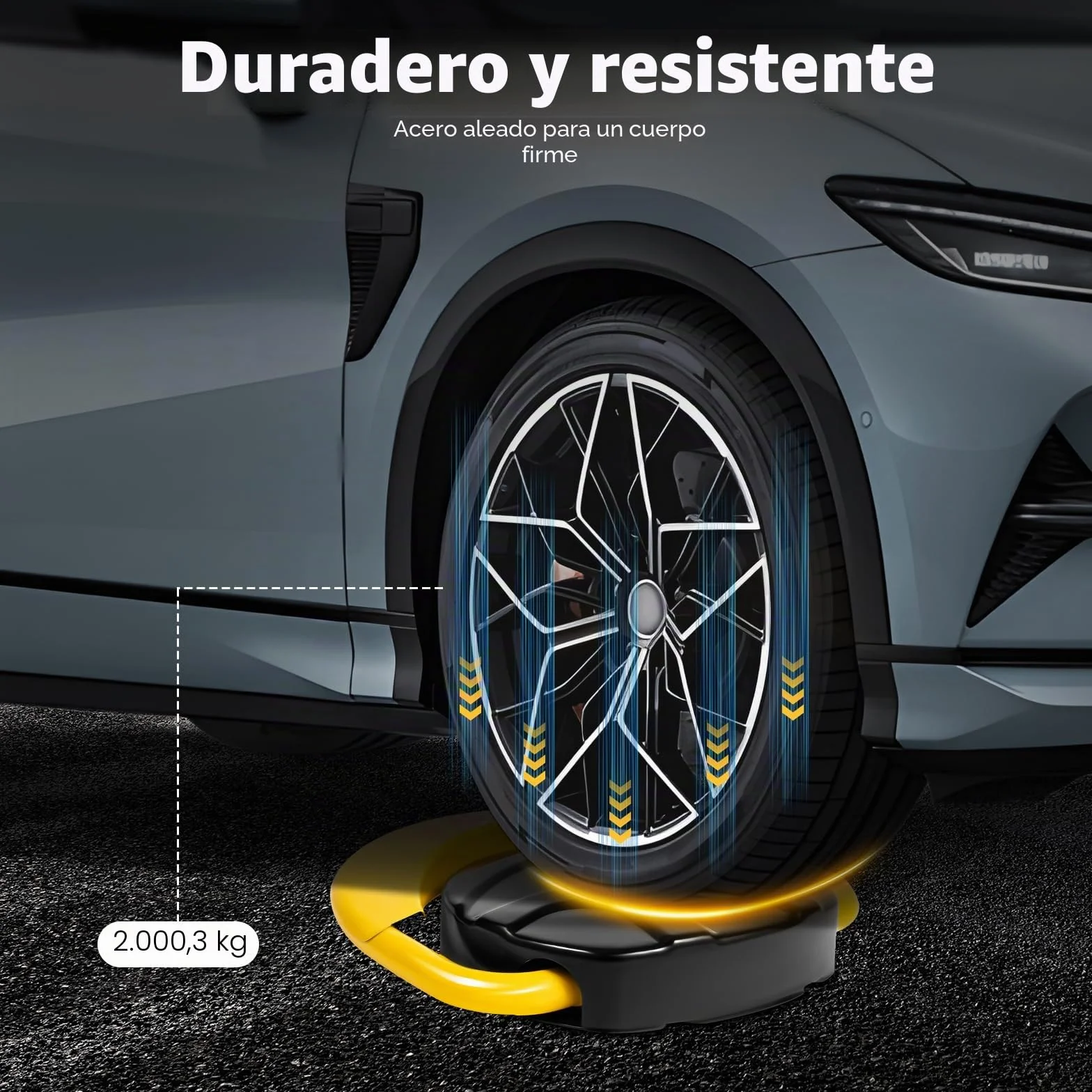 Cepo Para Plaza de Garaje con 2 Mandos a Distancia y Tira Reflectante, Plegable Barrera de Aparcamiento, Poste de Estacionamiento Teledirigido, Cierre de Aparcamiento, Anticolisión