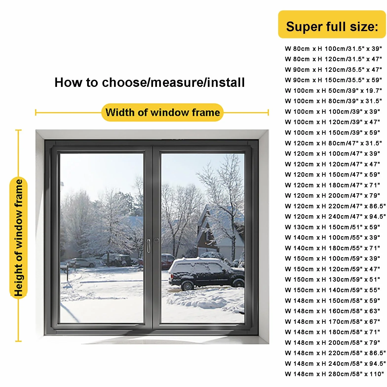 Kit Aislante Termico Ventanas, Aislamiento Térmico para Ventanas, Acondicionamiento de Ventanas para el Invierno, Cortinas Termicas Reutilizable para Ventanas de Viento y Ruido(W 120cm x H 120cm/47" x