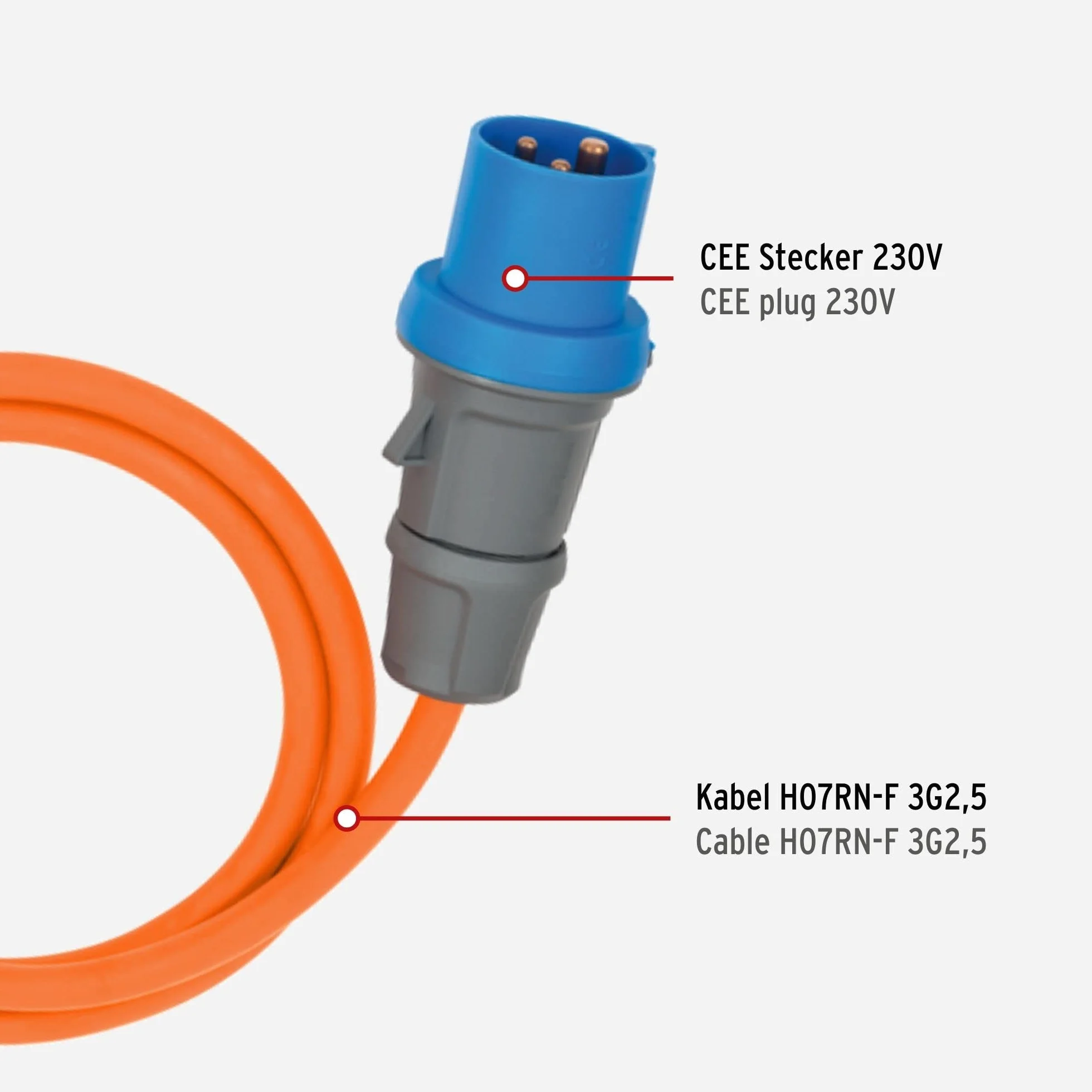 Brennenstuhl Cable Adaptador CEE de Camping con Conector CEE y Acoplamiento Angular, Incluye Enchufe Combinado de protección (Cable de 1,5 m, 230 V/16 A, Uso en Exteriores, Fabricado en Alemania)