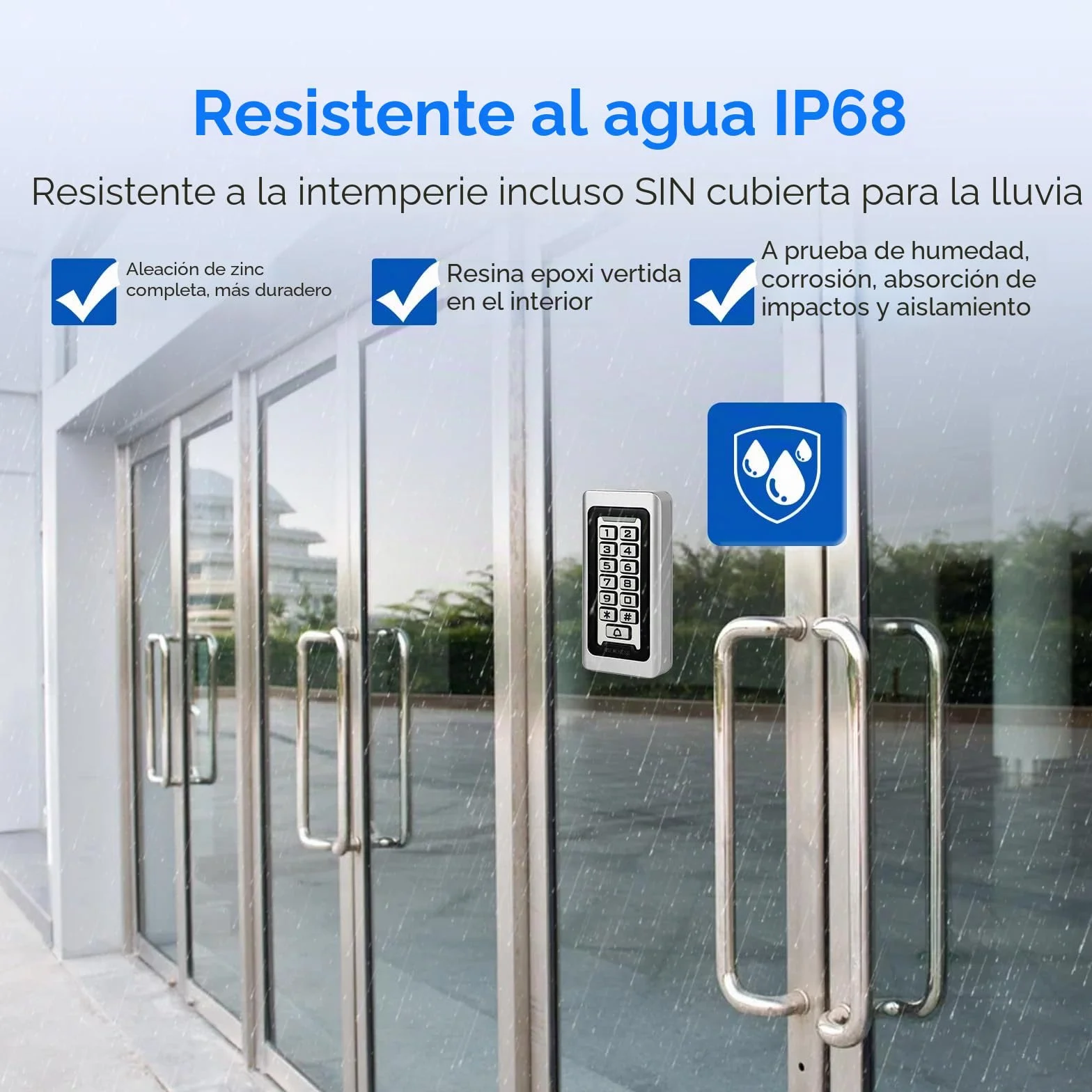 Retekess T-AC03 Control de Acceso Puerta, Teclado Acceso Impermeable IP68, Teclado Táctil Proximidad para RFID Sistema de Control de Acceso 125KHz Retroiluminación 2000 ID Wigan 26 Garaje Departamento