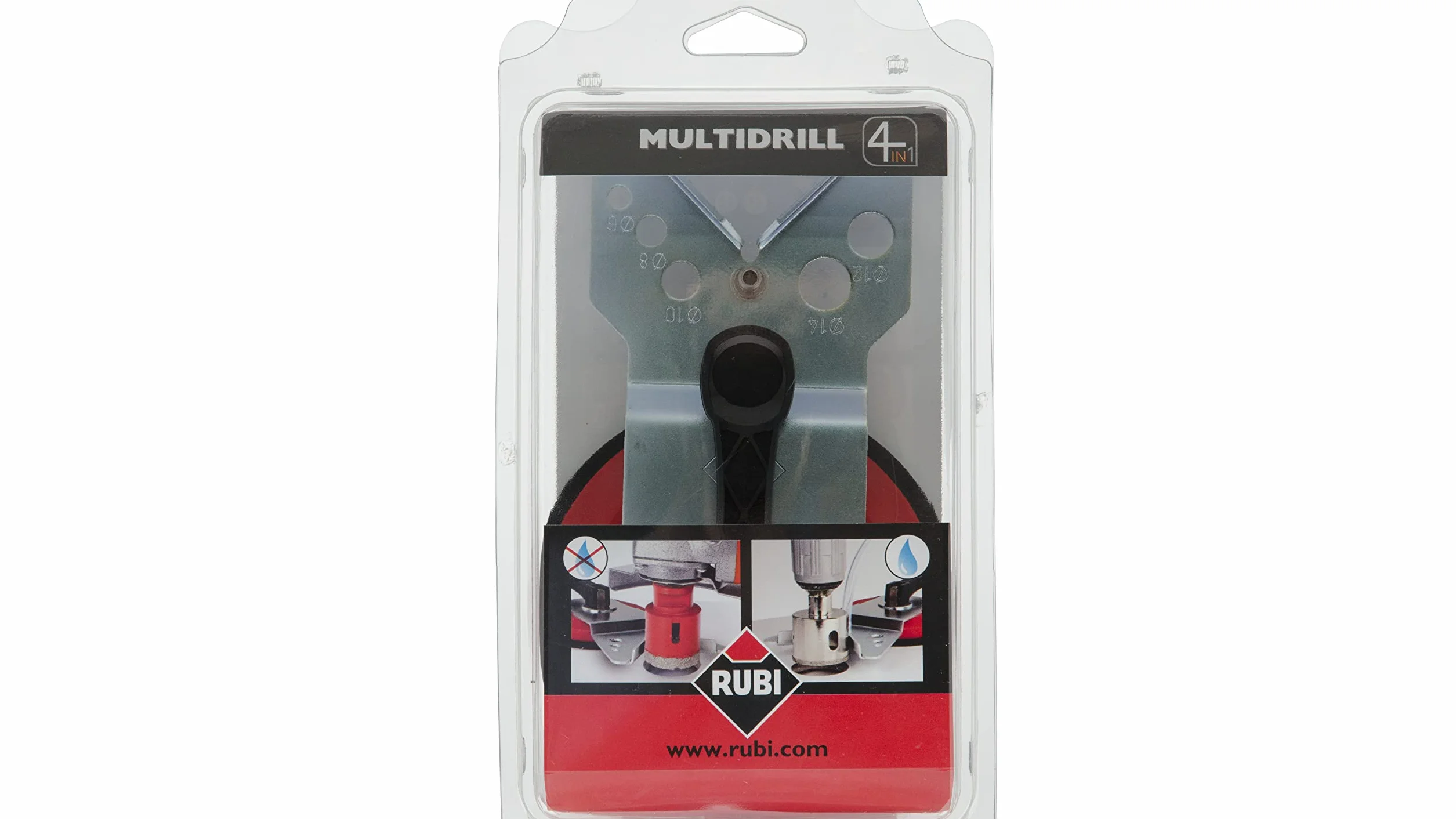 RUBI 50944 | Guía MULTIDRILL para Centrado de Agujeros con Conexión a Manguera y Depósito | Gran Precisión y Fiabilidad | Corte en Seco y en Húmedo hasta Diámetros de Ø 83 mm