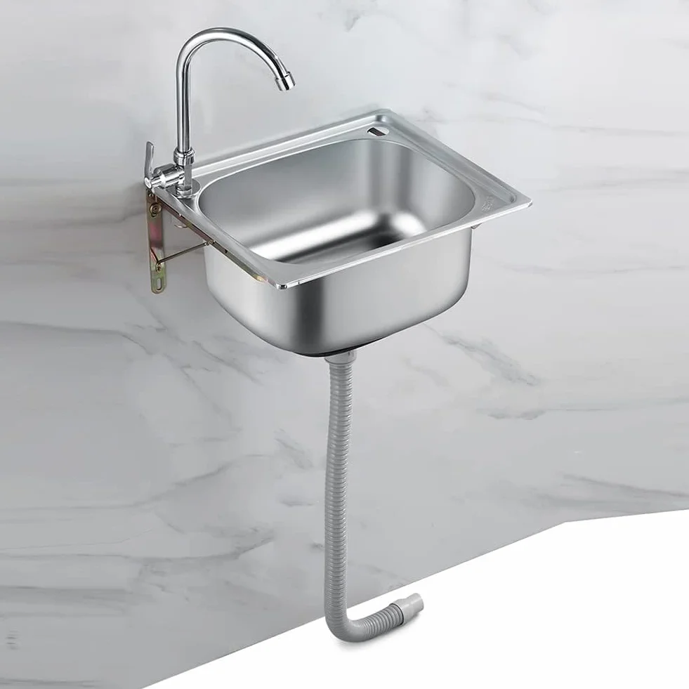 Fregadero De Cocina Pequeño, Cuenco Individual Fregadero De Acero Inoxidable Autocaravana Para Instalación Empotrada Y Bajo Cubierta Escurridor Reversible Con Abrazaderas Para Tubos De De