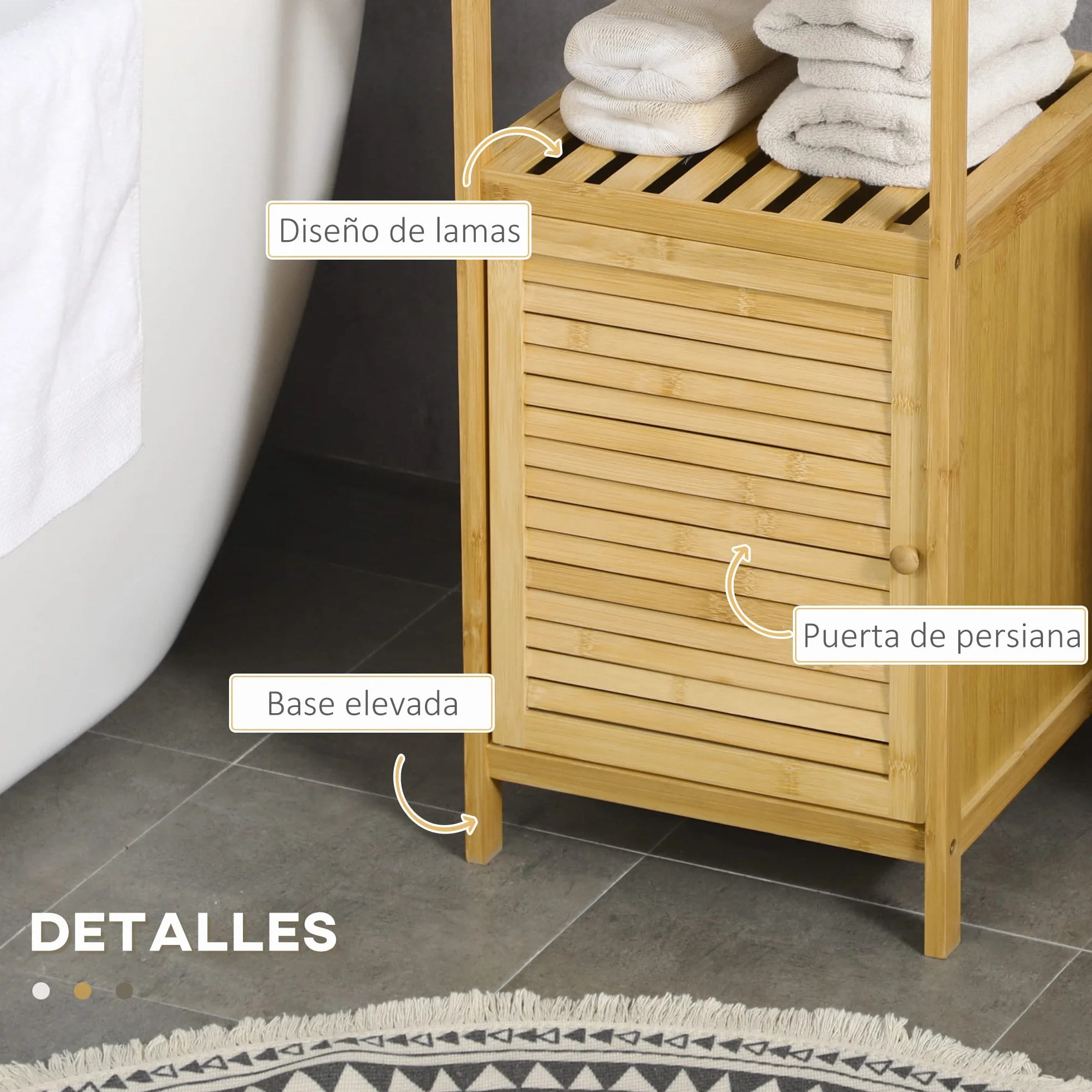 Kleankin Estantería de Baño Bambú 33x36,5x67 cm Natural