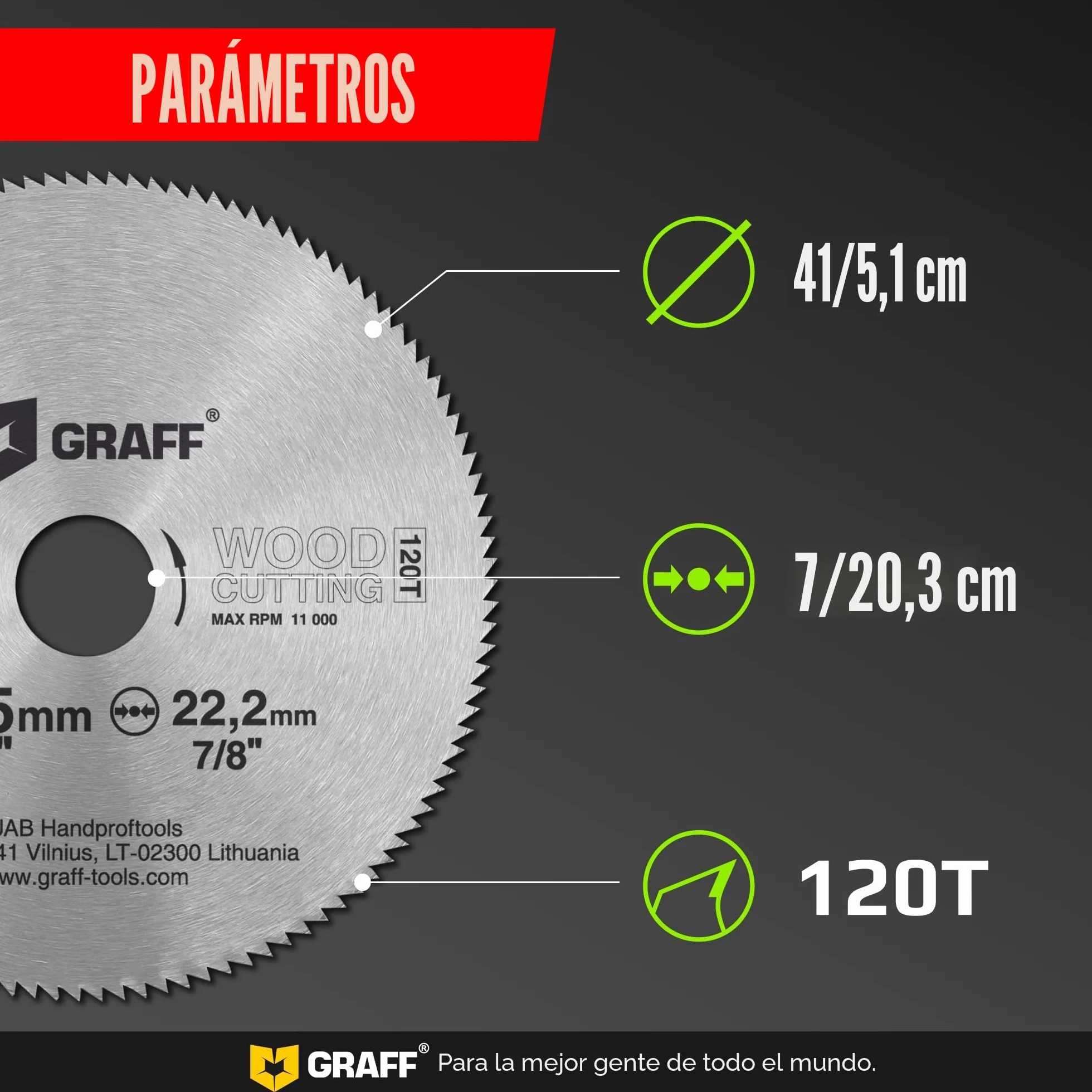 GRAFF Hoja de Sierra Profesional - Hoja de Sierra Circular de 115 mm para Madera, Madera Contrachapada, Plástico, Laminado, Paneles de yeso - Disco Sierra Circular Superfino de 2 mm