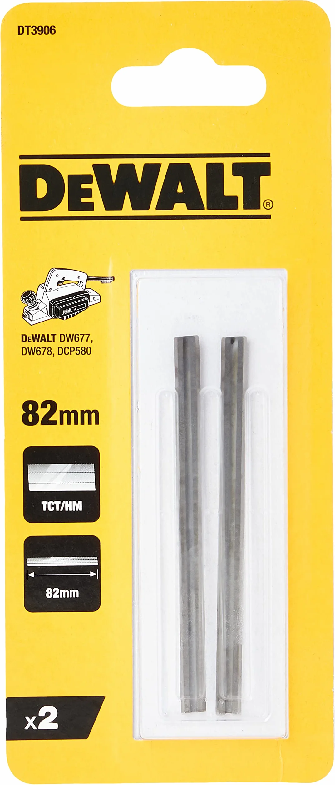 DeWalt 7220282 Hoja Reversible Para Cepillo De Tct De 82 Mm, DT3906-QZ, 82Mm