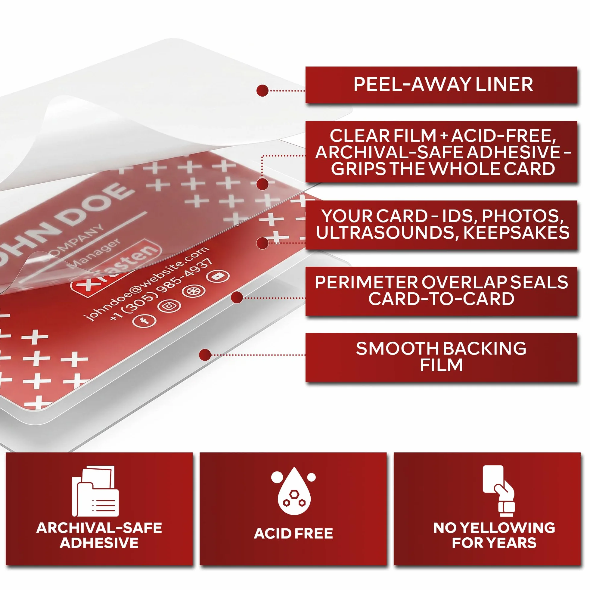 xfasten Fundas Plastificar Tarjeta Visita Autoadhesivas 9.5 Mil 4x3 Pulgadas Pack 25