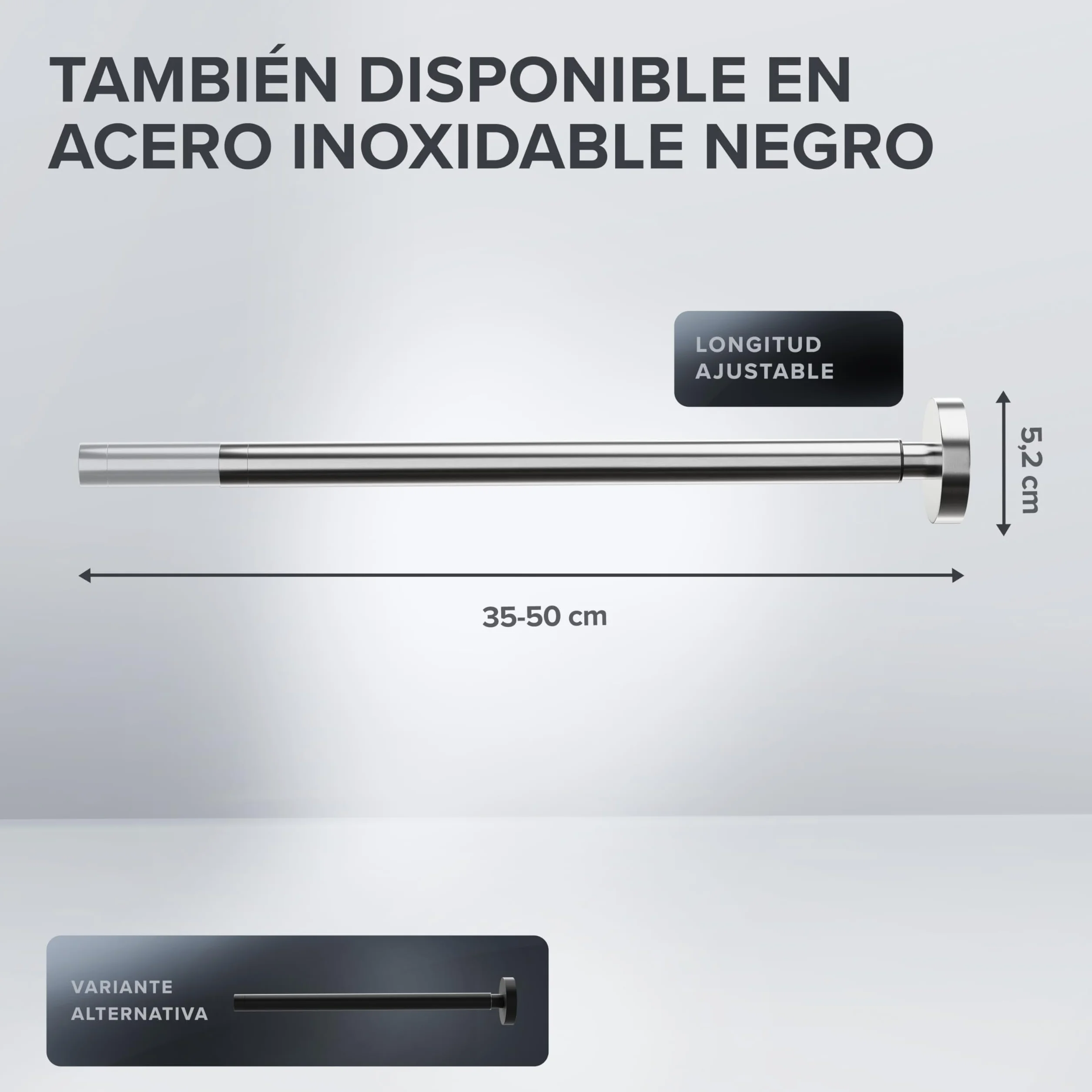 ovimar Barra telescópica Lyngvig de acero inoxidable, plata para taladrar, extensible con dos barras como toallero para toallas, soporte para perforar o pegar en la pared