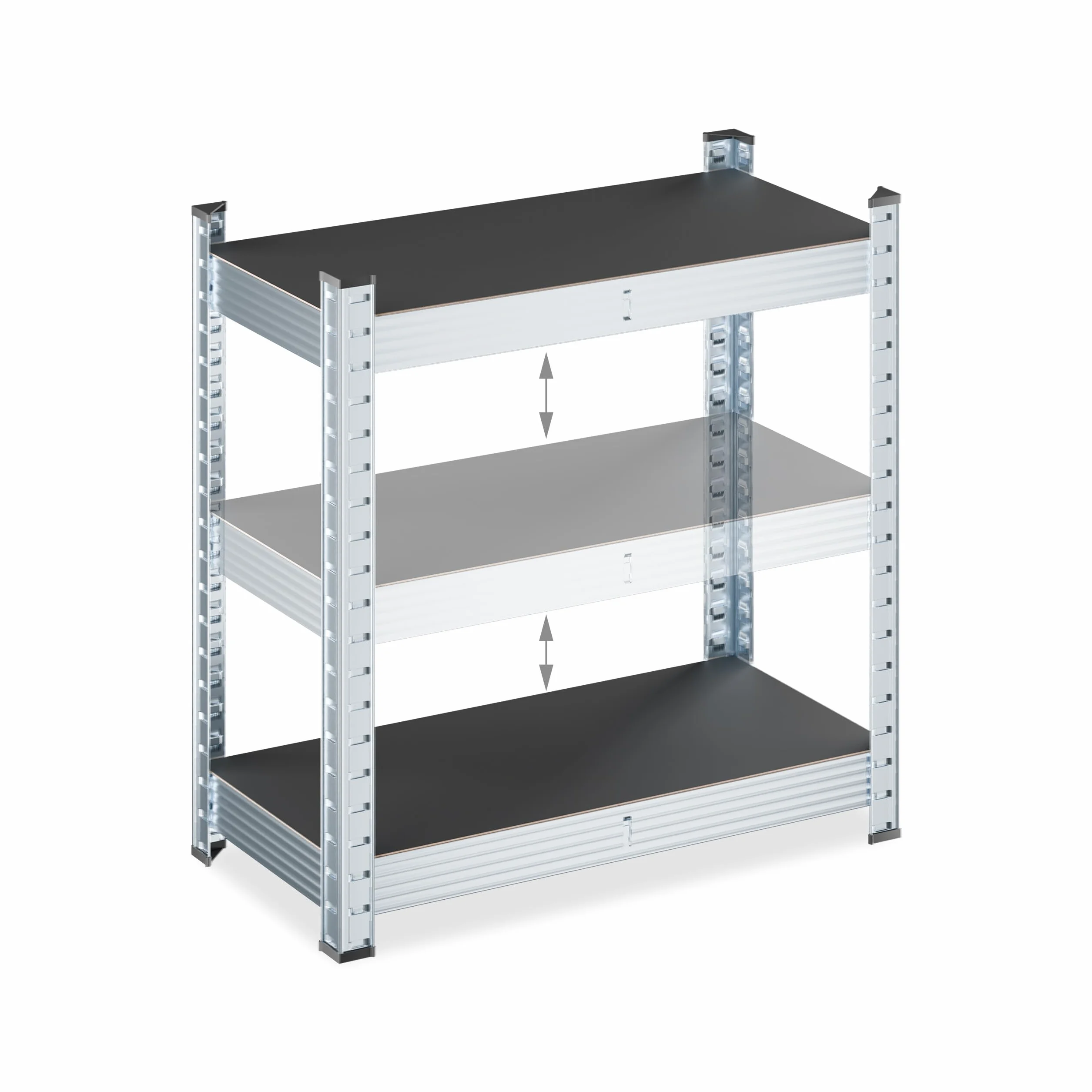 Relaxdays Estantería Almacenaje Metálica, 120x60x30 cm, para 700 kg, Acero Galvanizado, Taller, Garaje, Negro/Plateado