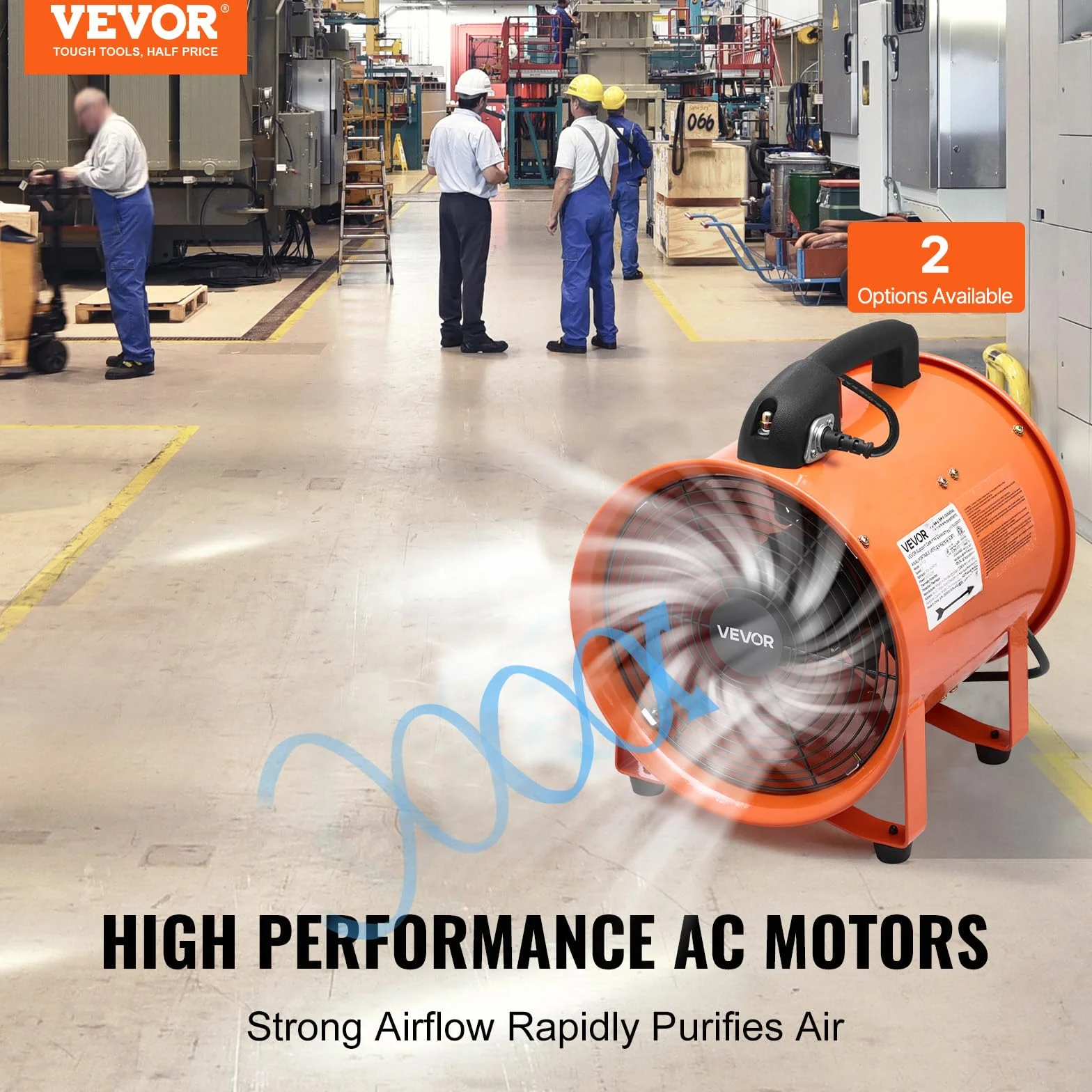 VEVOR Ventilador Extractor Industrial 365 W Extractor de Aire Conducto 304,8 mm Manguera de Extracción 10 m Volumen de Aire de 4373 m3/h Extractor de Aire 2 Engranajes para Extracción de Polvo y Humo