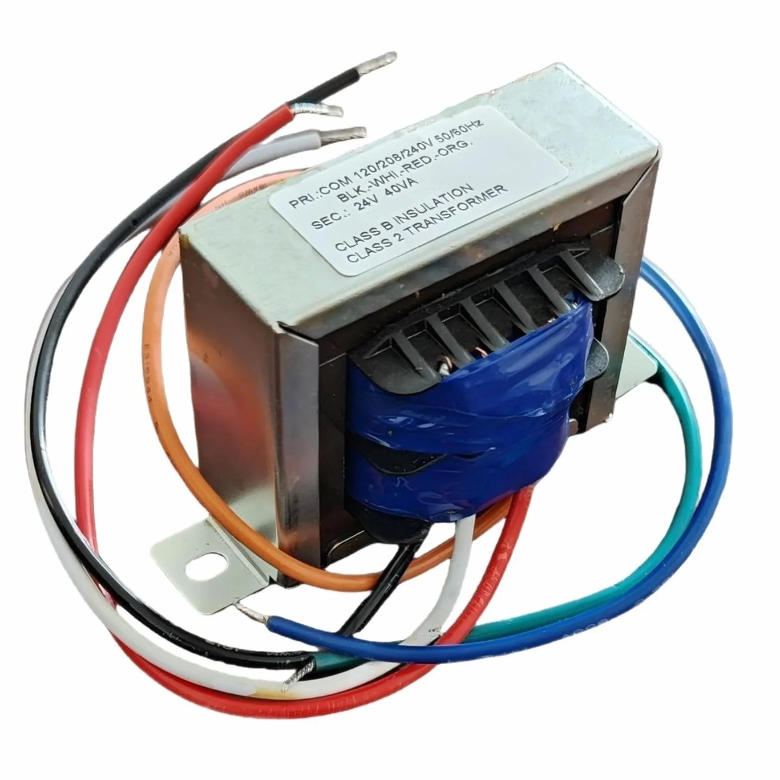 Transformador de control monofásico 24 V 40 VA para HVAC HVAC Horno Calefacción Climatización Voltaje de entrada 120/208/240V 50/60Hz Clase de aislamiento B Carcasa de metal Plata Compacto