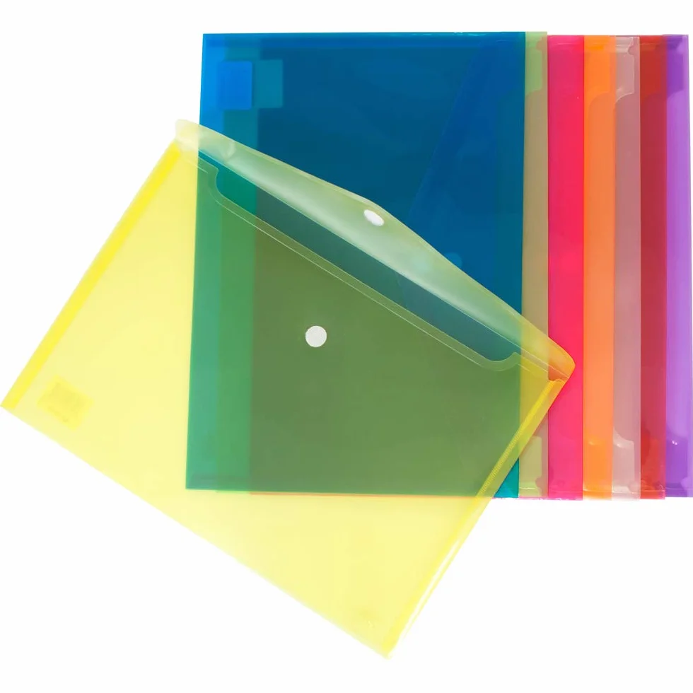 Sobres de Plástico Tamaño Folio Transparente 33,4x23,5cm Cierre Clic 12 Unidades