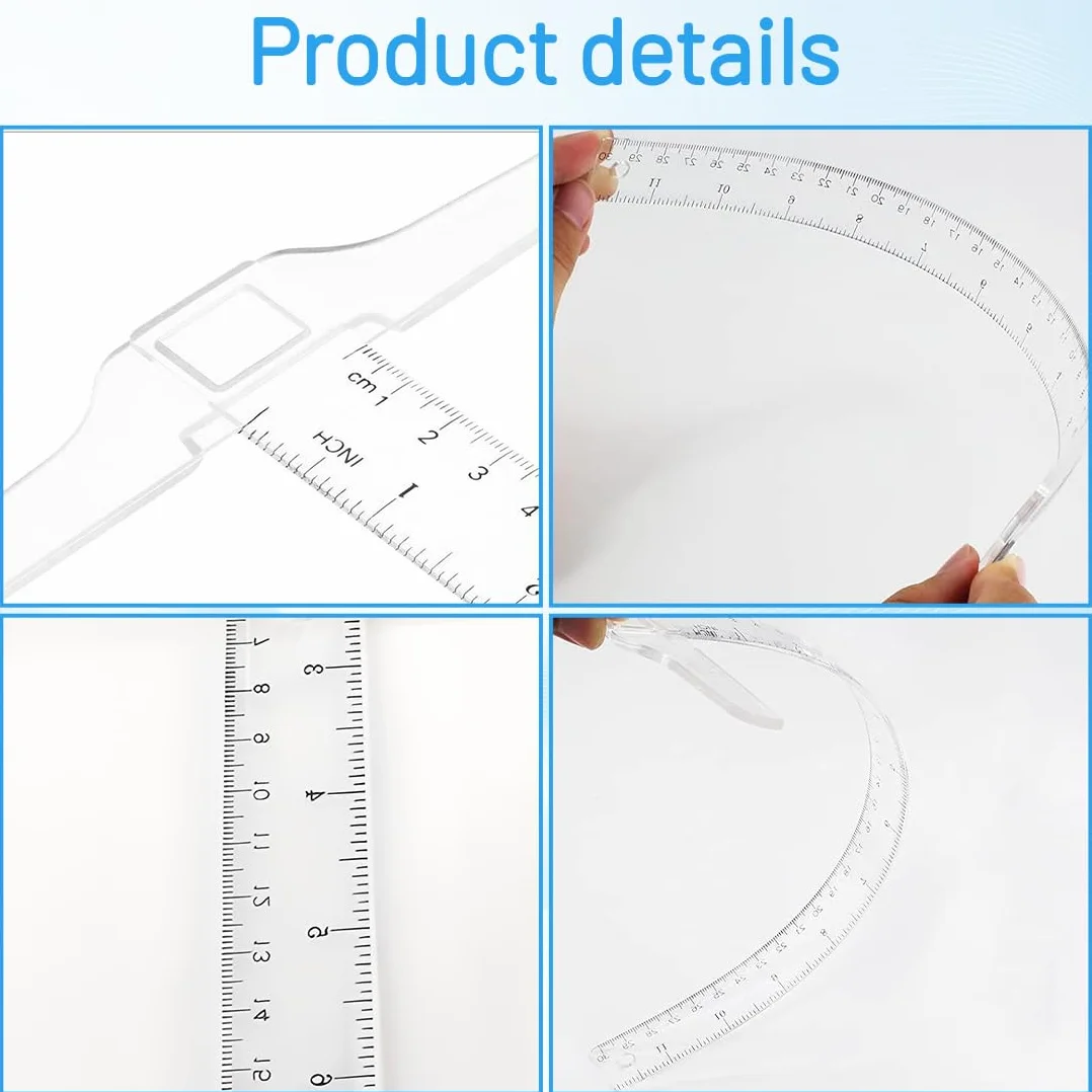 Reglas Cuadradas en T de Plástico Transparente Doble Cara para Dibujo y Diseño 30 cm