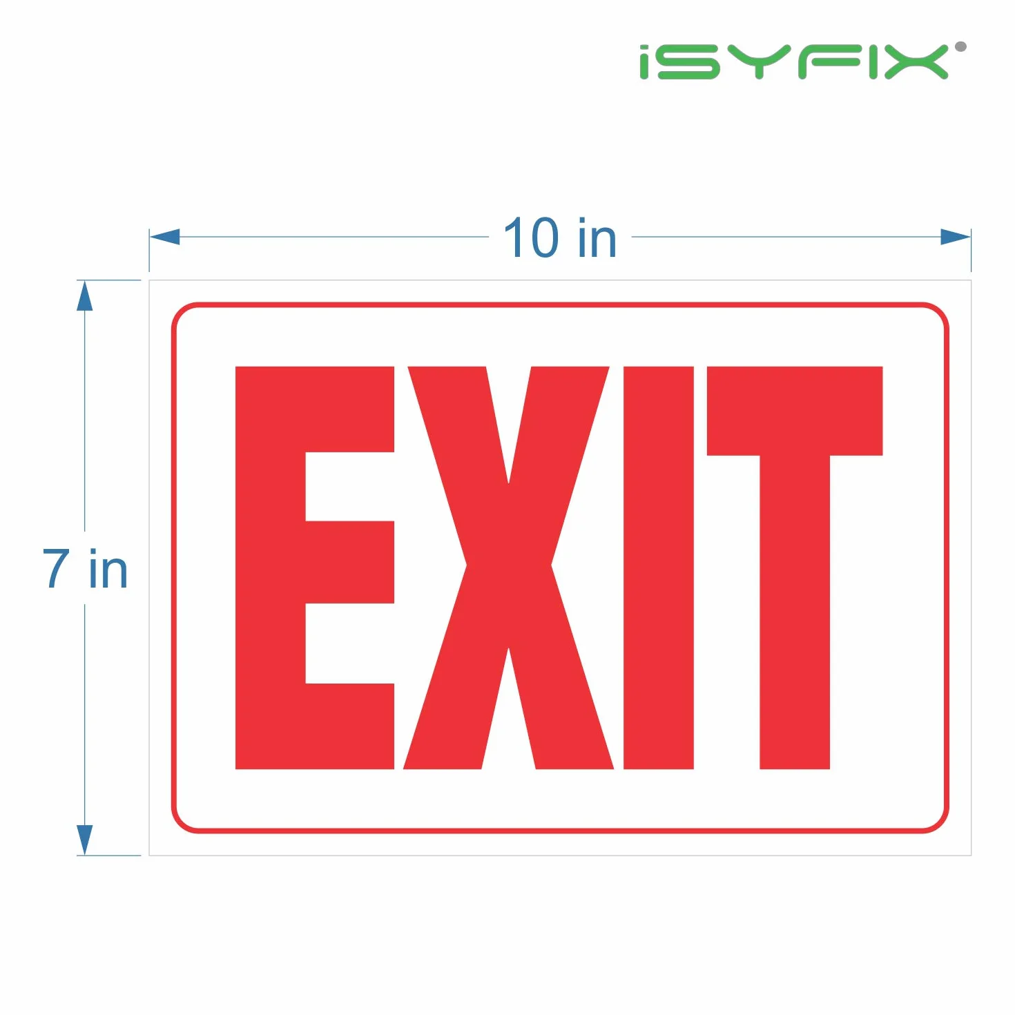 iSYFIX Calcomanías de señales de salida, paquete de 2 unidades, 10 x 7 pulgadas, vinilo autoadhesivo de alta calidad, laminado para máxima resistencia a los rayos UV, a la intemperie, a los arañazos