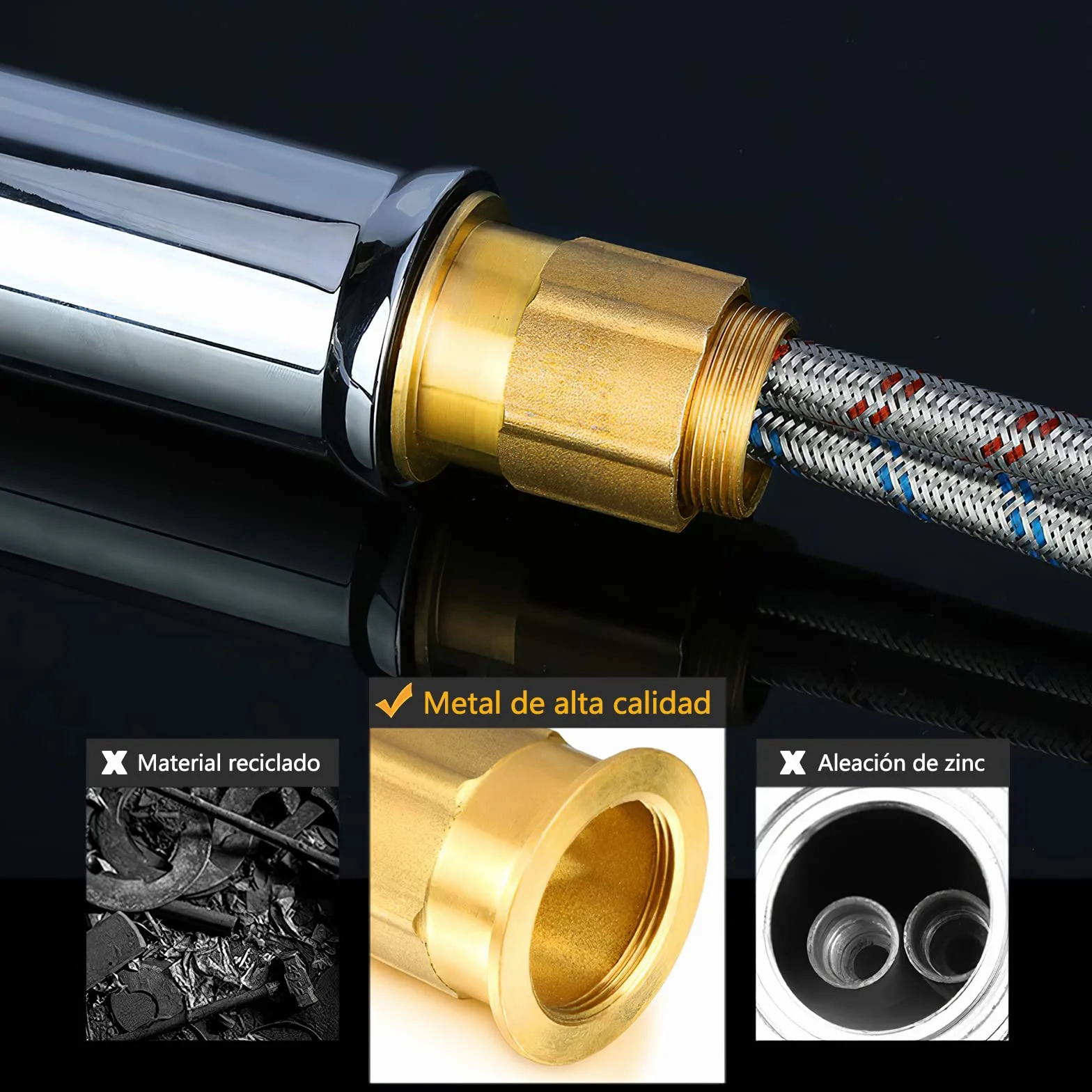 Grifo de Lavabo Durable Práctico, Grifo de Baño Monomando Alto, Válvula De Cerámica para el Fregadero, Mezclador de Agua Fría y Caliente, Metales de Cromado.