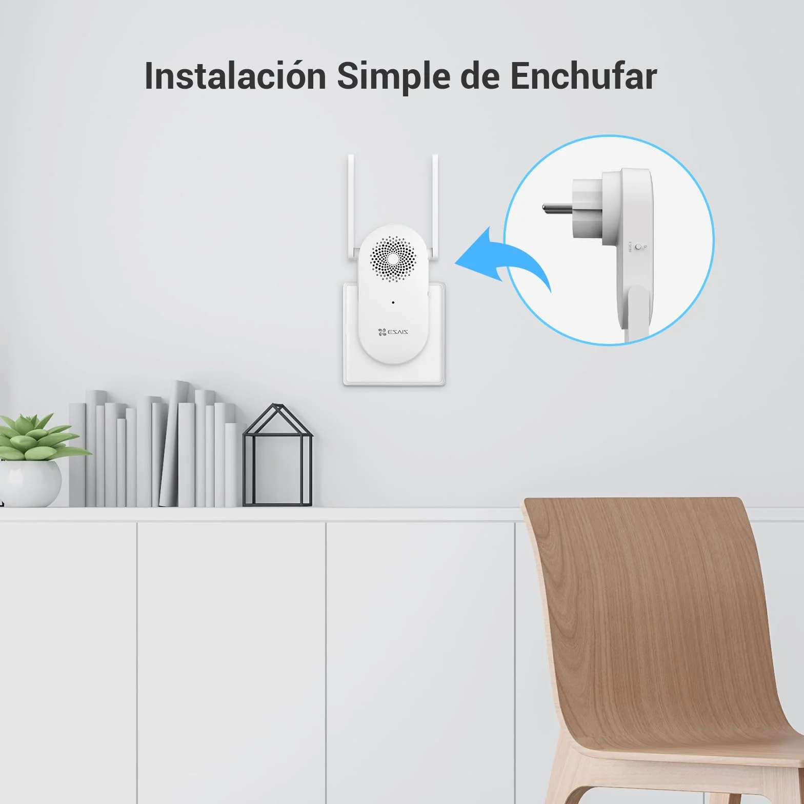 EZVIZ CH1 Chime WiFi Inteligente Timbre de Puerta, Timbre Interior Extra Compatible con Timbre con Vídeo EP3x Pro, Sirena Incorporada, Volumen Ajustable hasta 72dB, Antena Dual, Instalación Enchufable