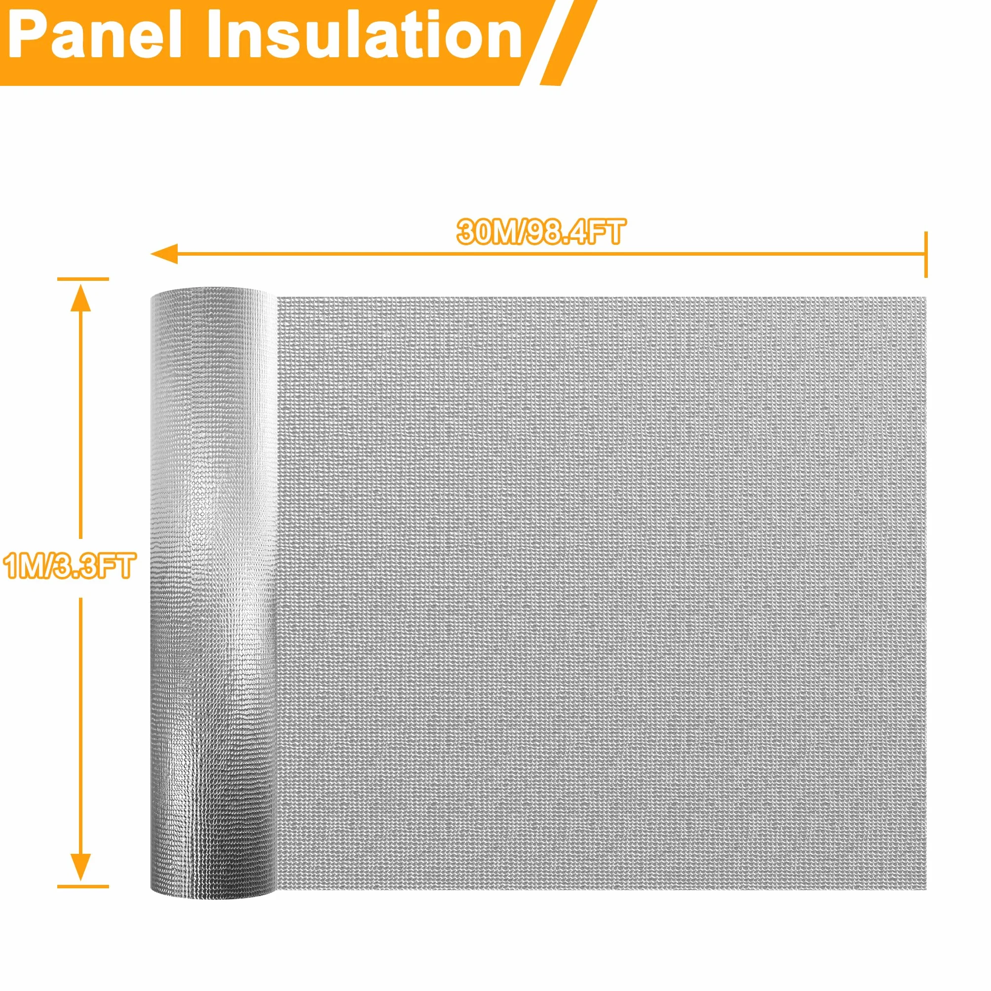FIVMEN Lámina aislante de 1 x 30 m, lámina reflectante para calefacción, 3-4 mm, doble aluminio, lámina aislante reflectante para radiadores, suelo, pared, techo, ventana