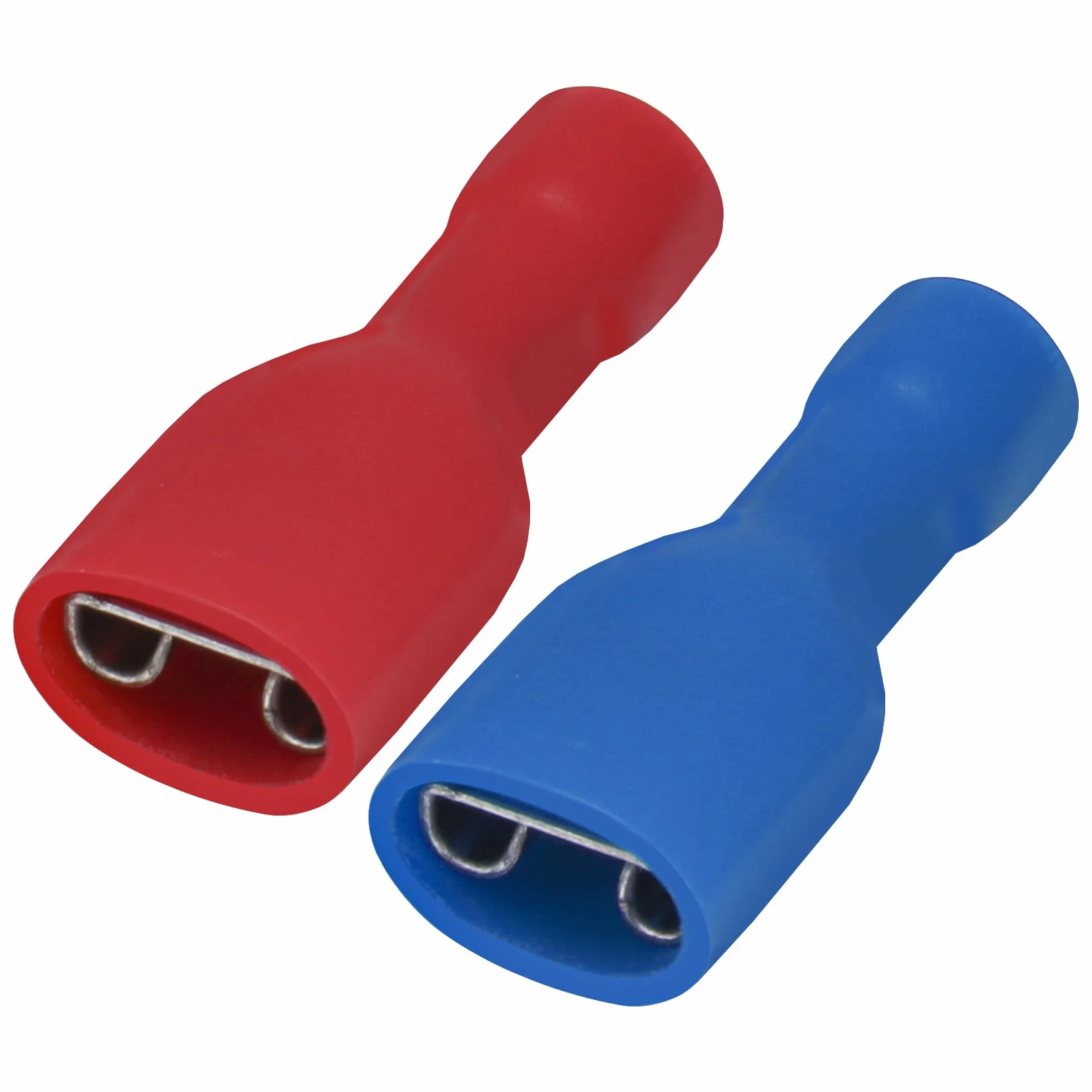 Heschen Terminales rápidos hembra de vinilo totalmente aislados 6.3x0.8mm, rojo para 0.5-1.5mm² (22-16 AWG), azul para 1.5-2.5mm² (16-14 AWG), 100Pack