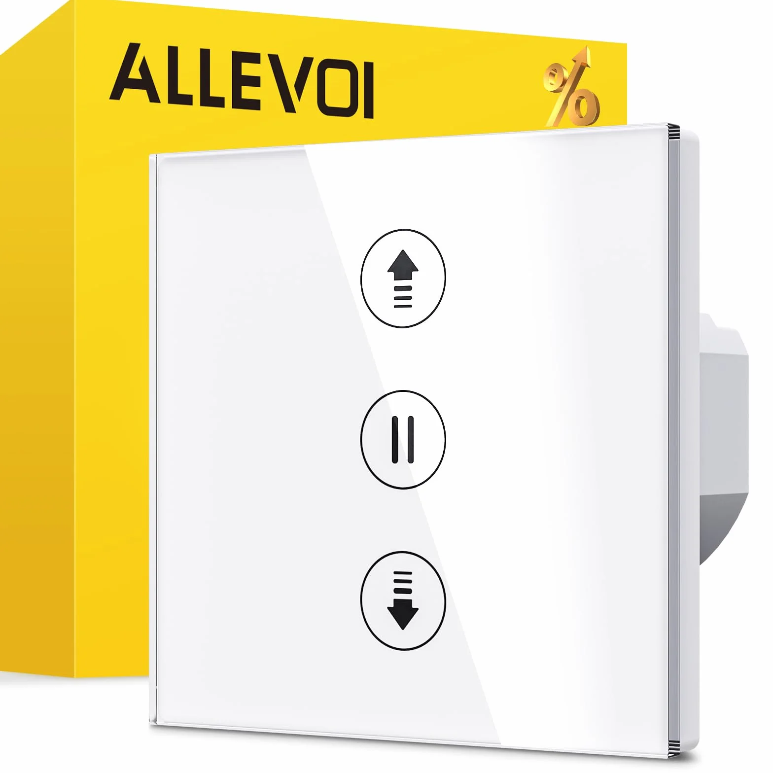 Interruptor de Persiana Inteligente con control por Porcentaje, 80 * 80mm Interruptor de Persiana Wifi, Control por Voz Compatible con Alexa/Google Home/Smart Life, Requiere Cable Neutro