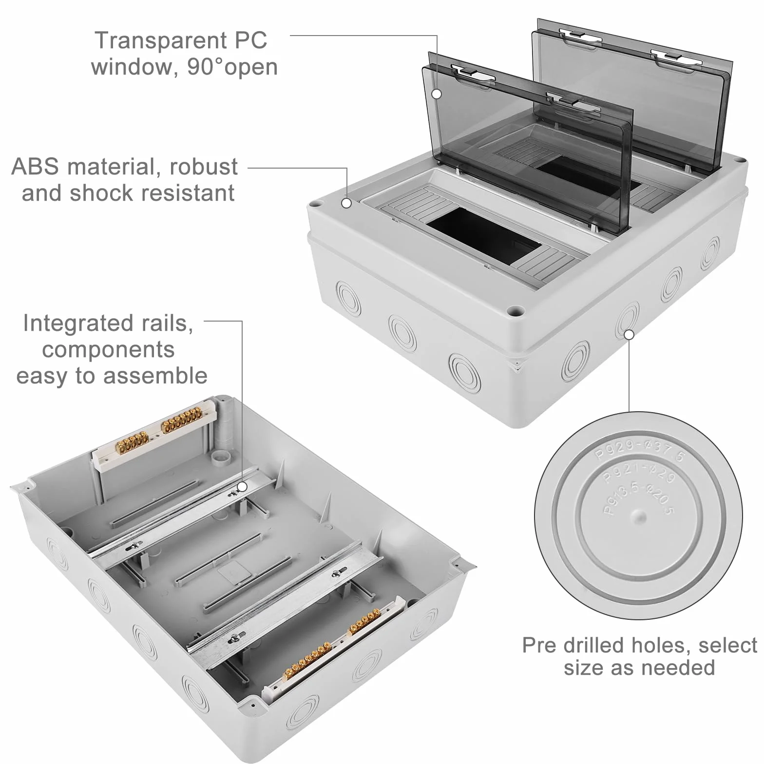 Caja Cuadro Electrico Superficie: Caja Estanca Exterior Electrica, 24 Módulos Caja Distribucion Electrica IP65 a Prueba, para Jardín o Exteriores