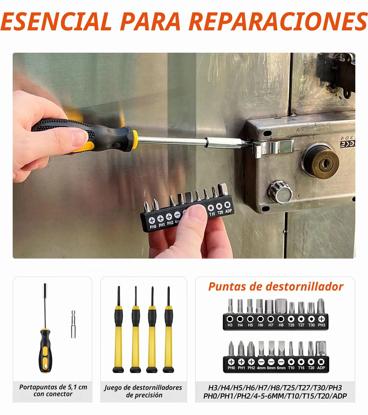 Juego de herramientas de 40 piezas - Kit de herramientas manuales para el hogar con caja de herramientas de plástico