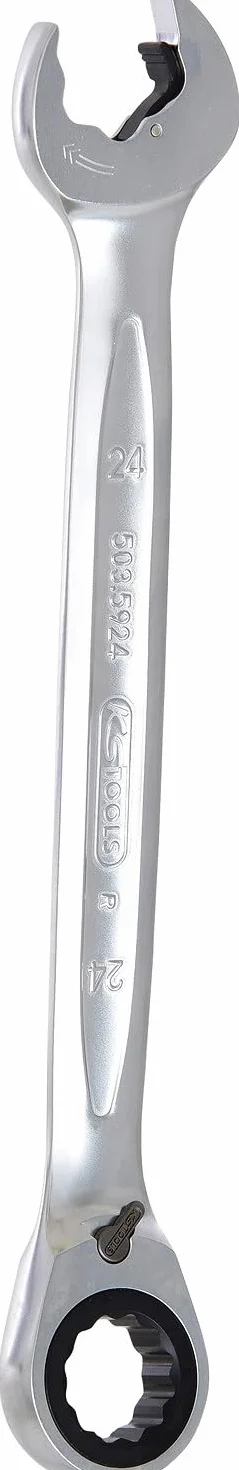KS Tools 503.5924 Llave combinada de carraca DUO GEARplus con función de carraca en la llave fija 24mm, conmutable
