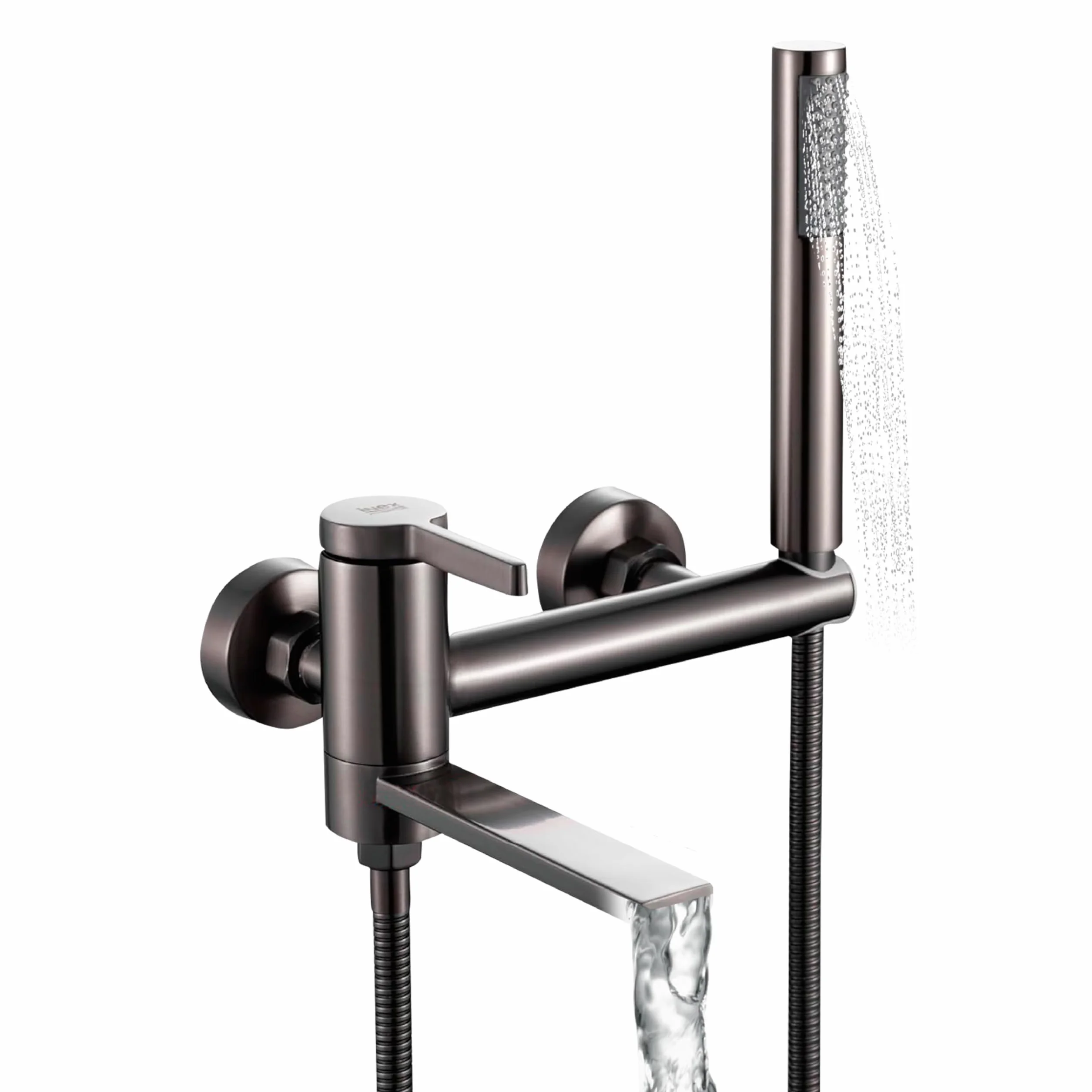 INEX EUROPA Grifo Bañera Ducha Acero Inoxidable Monomando Alta Presión Manguera 175cm Gris