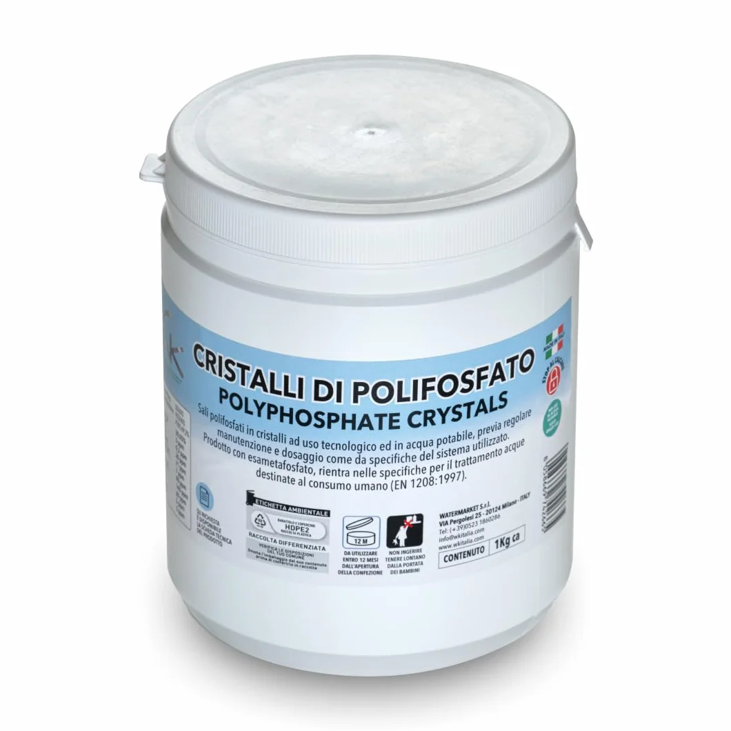 WK - Polifosfatos para caldera, carga universal de 1 bote de cristales de 1 kg para filtración de agua, actúa como antical y anticorrosivo
