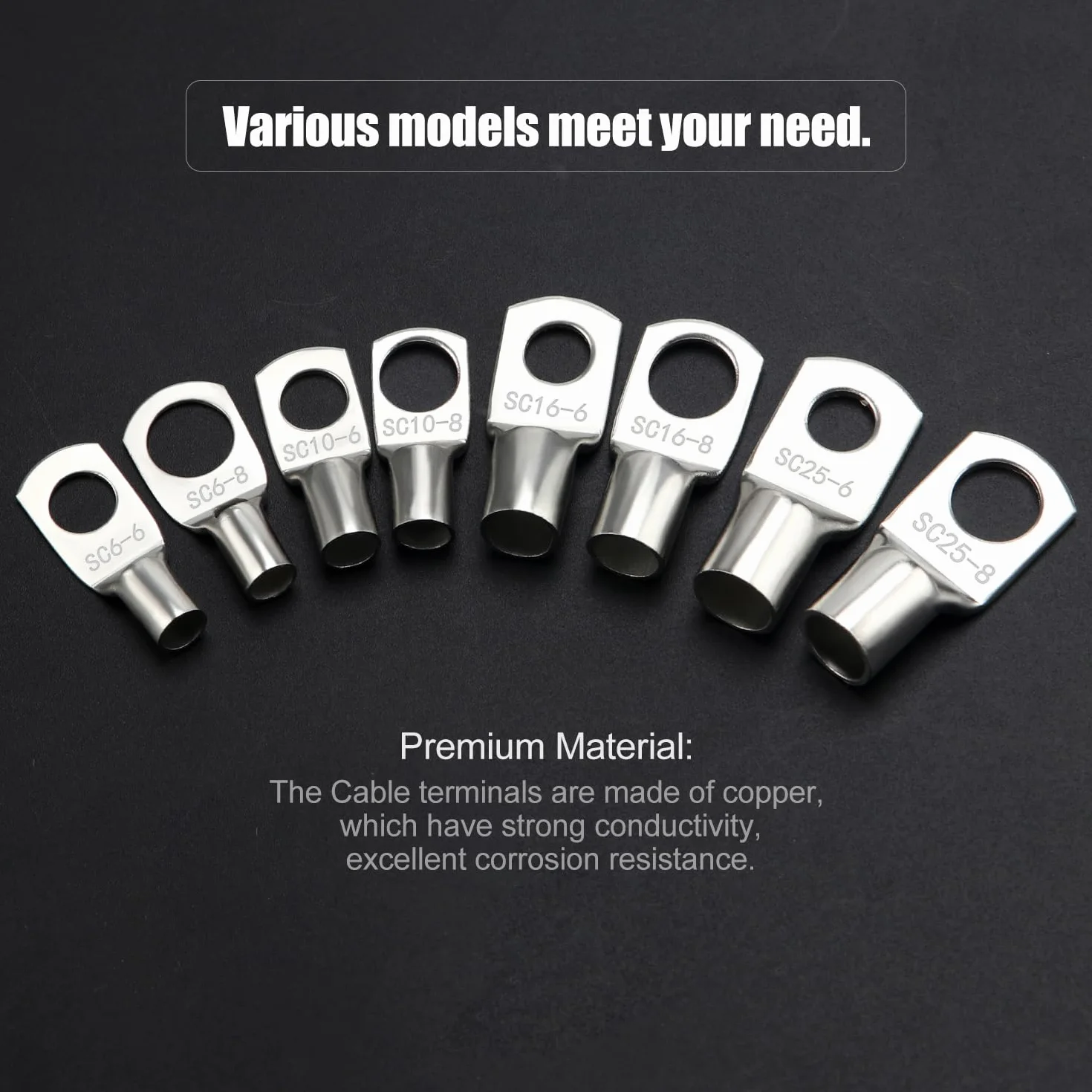 YIXISI 120 Piezas Terminales de Anillo M6/M8 Kit Conectores Tubulares para Cable Eléctrico con Tubos Termorretráctiles Plata
